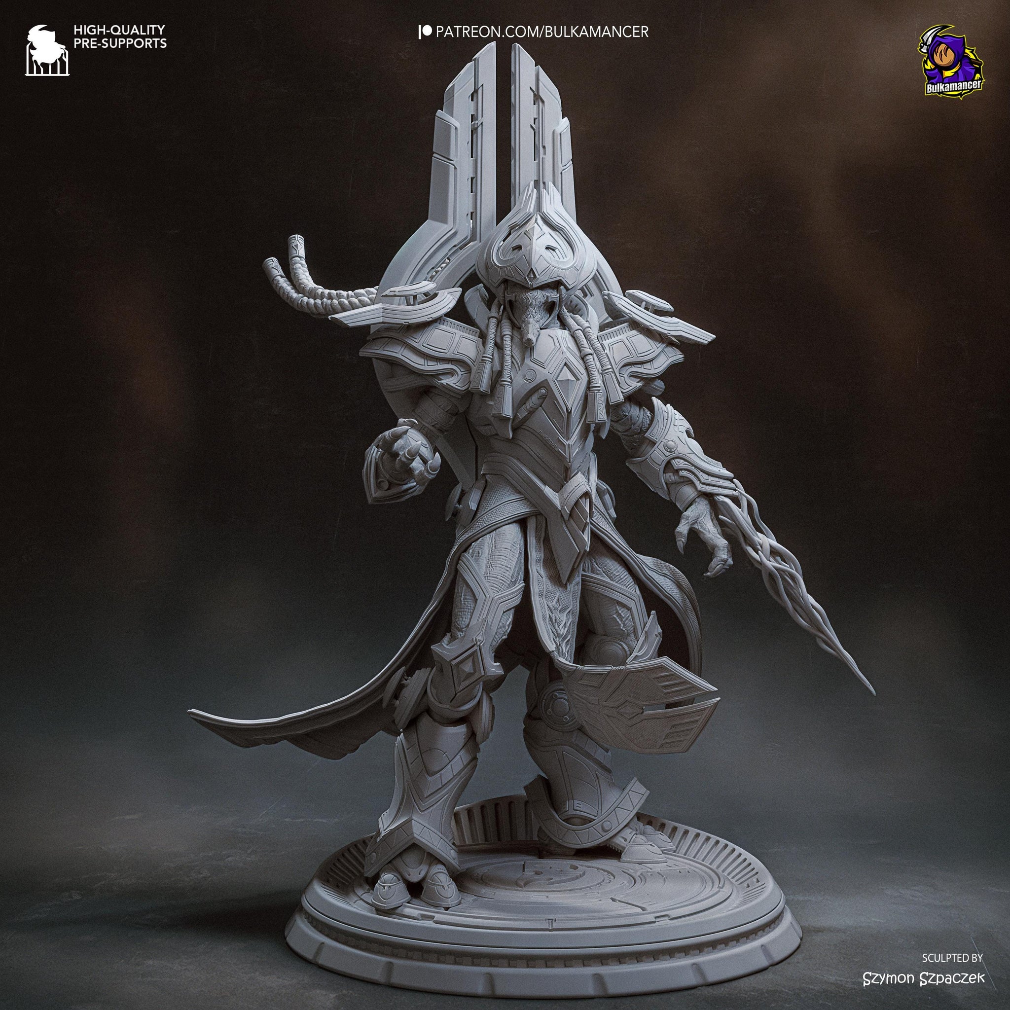 Hierarch of the Firstborn – Large Sci-Fi Display Statue | 3D Printed Resin Sculpture | Unpainted Collectible