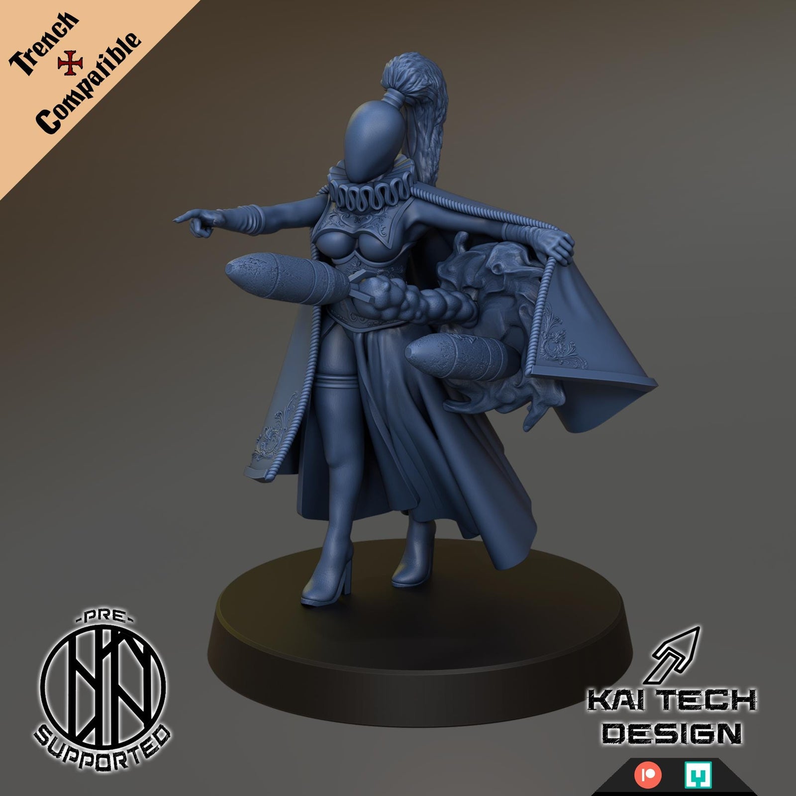Trench Crusade Compatible Artillery Witch x2 - KaiTech - With Trench Style Bases!