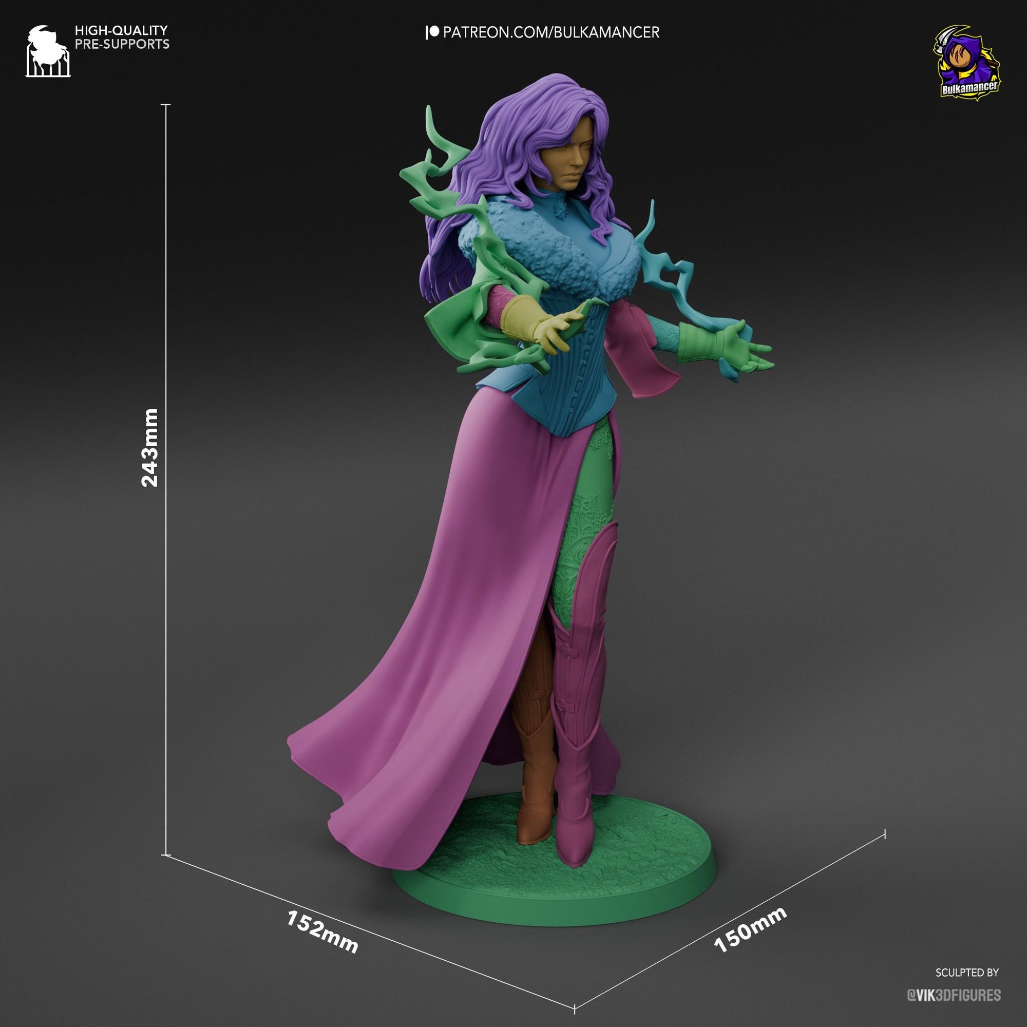 a figurine of a woman in a purple dress