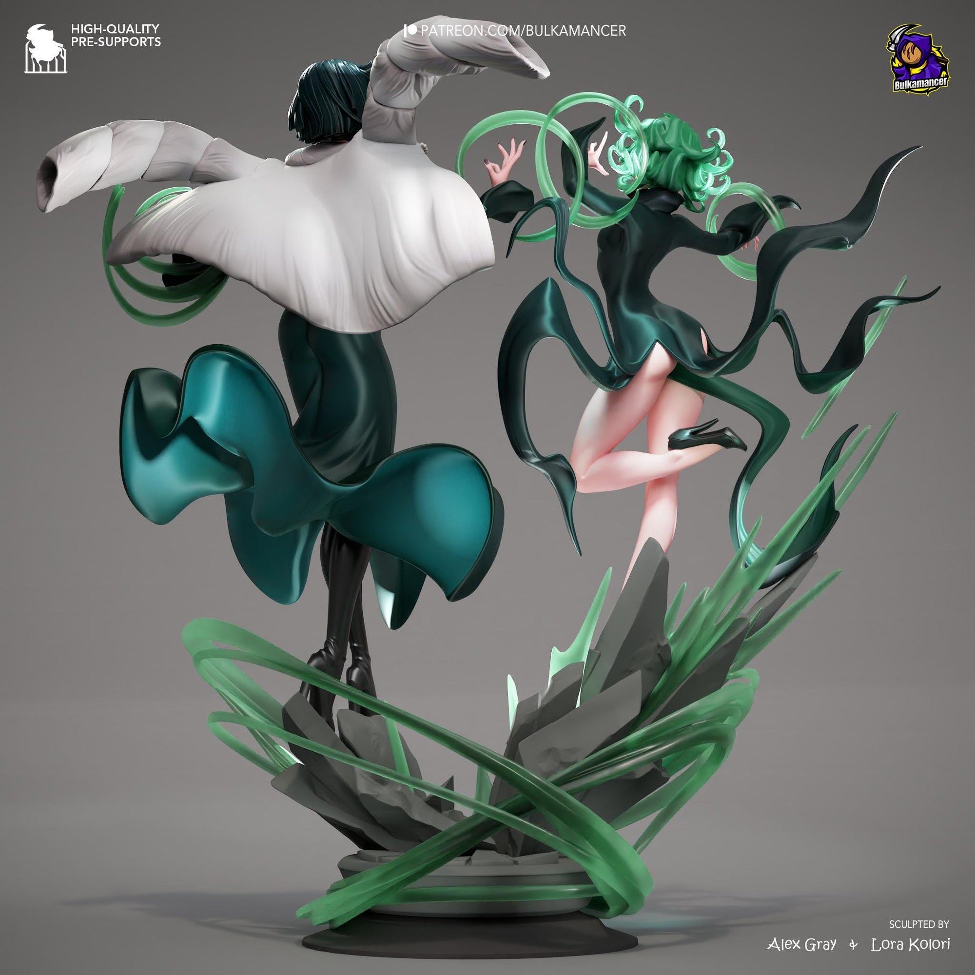 Psychic Duo Display Statue | Dynamic Resin Art Sculpture | Unpainted & Unassembled | High-Detail Collector Figurine | Bulkamancer