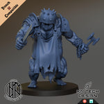 a blue model of a demon with a hammer