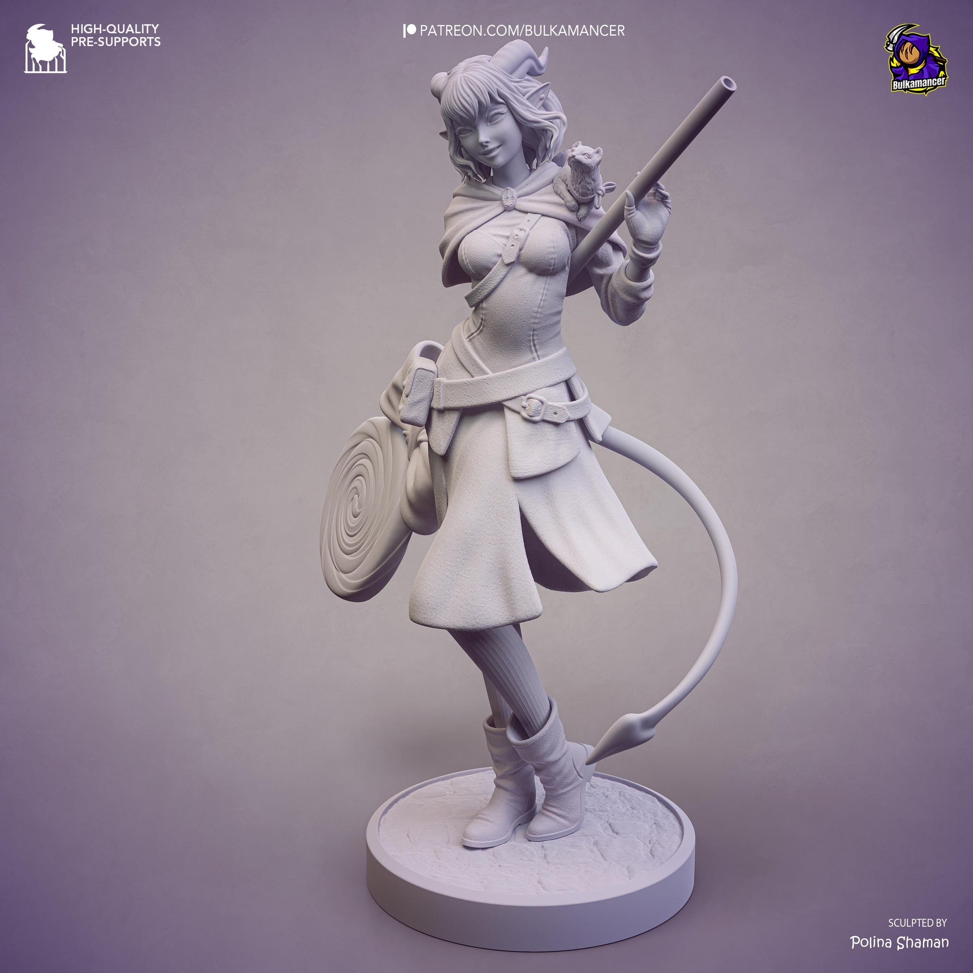 Prankster Pudding Unpainted Resin Statue | Cute Fantasy Trickster Girl Figure | Candy Staff Display Model