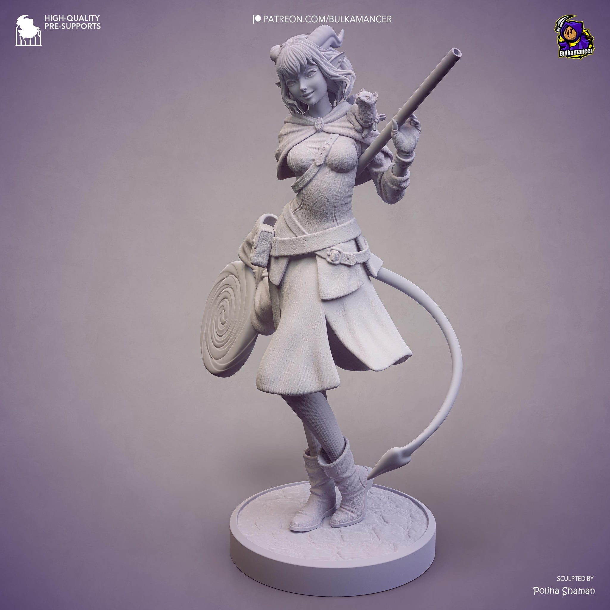Prankster Pudding Unpainted Resin Statue | Cute Fantasy Trickster Girl Figure | Candy Staff Display Model