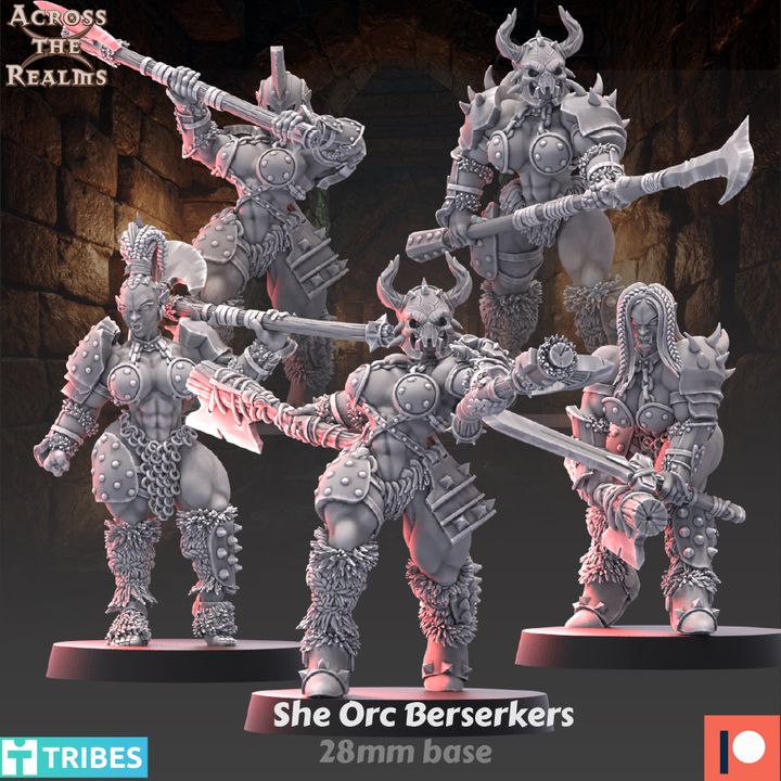 She Orc Berserkers Miniatures •Fantasy Warriors • Grimdark Female Orc Squad