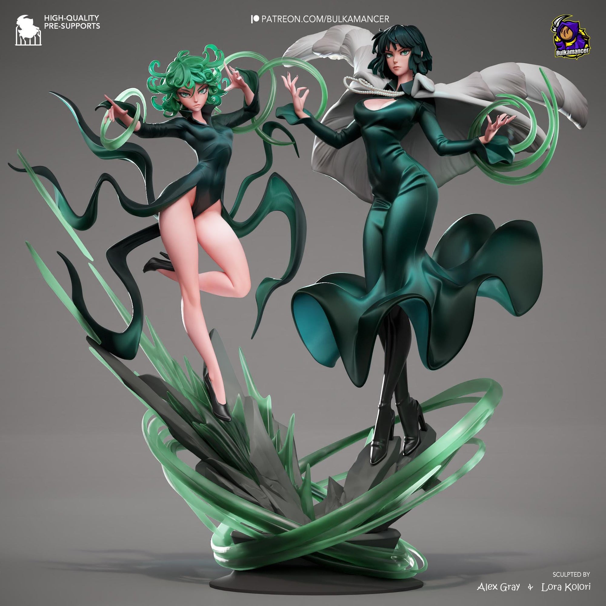 Psychic Duo Display Statue | Dynamic Resin Art Sculpture | Unpainted & Unassembled | High-Detail Collector Figurine | Bulkamancer