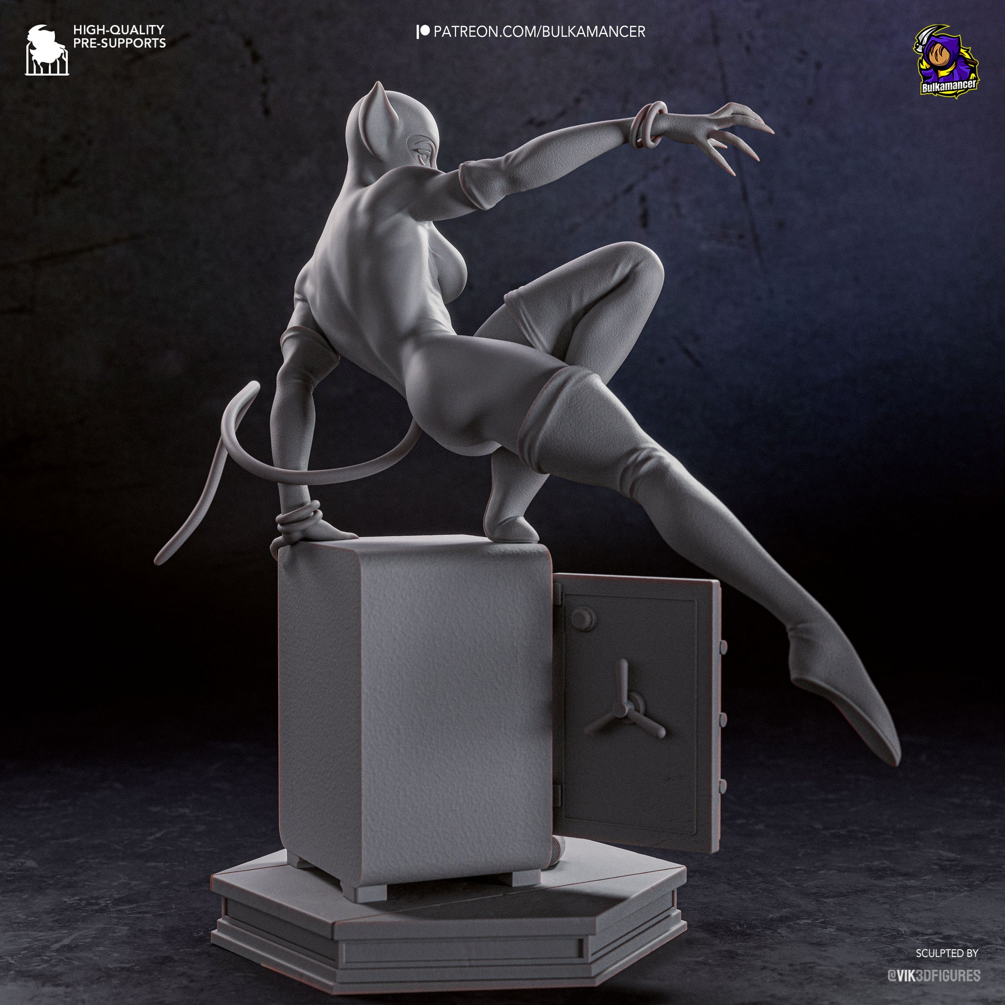 Feline Burglar Resin Statue • Cat Thief Display Figure • Unpainted