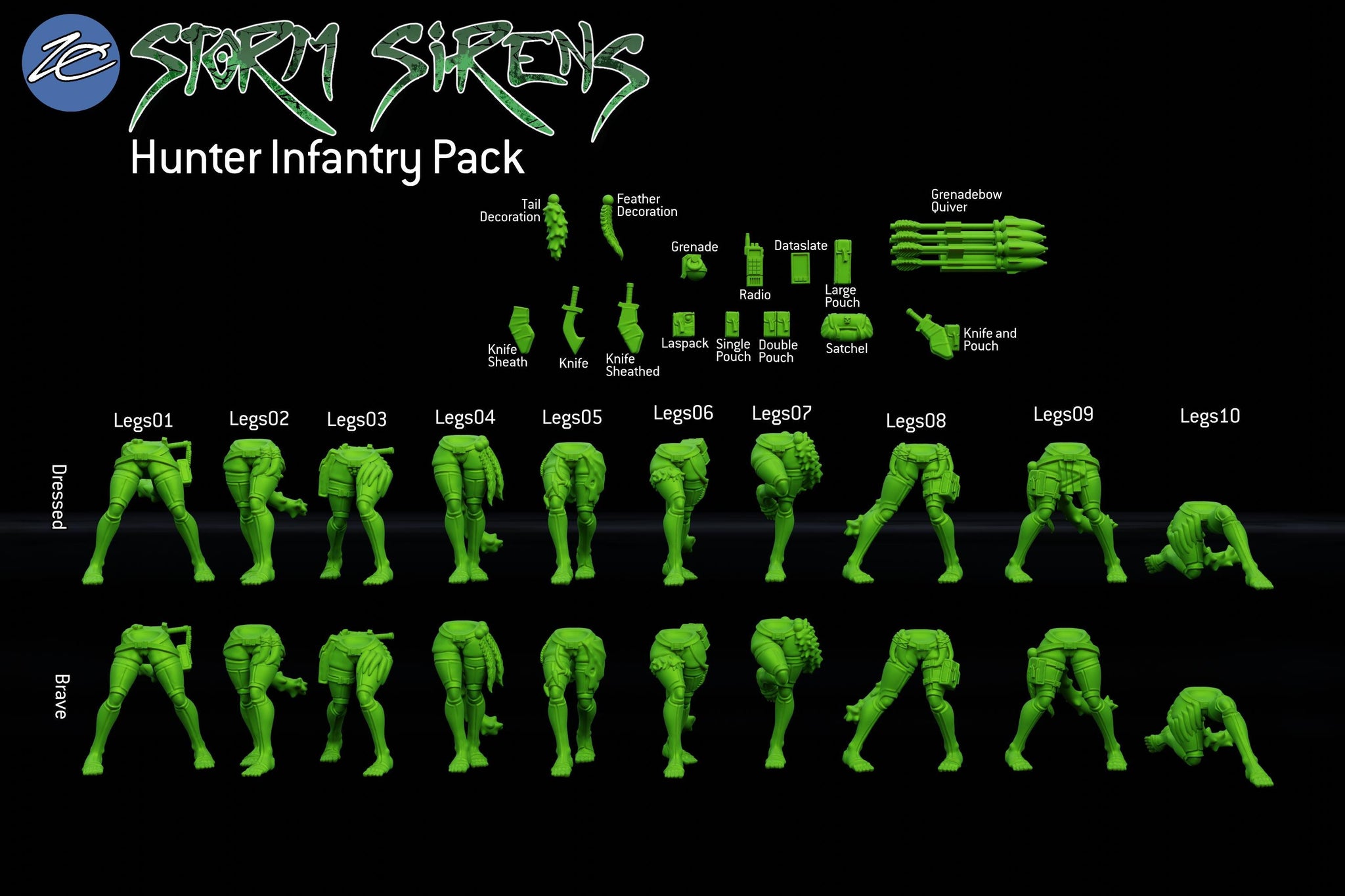 Storm Sirens Hunter Infantry Pack – Sci-Fi Female Soldiers | Imperial Guard Proxy | Unpainted Resin Miniatures
