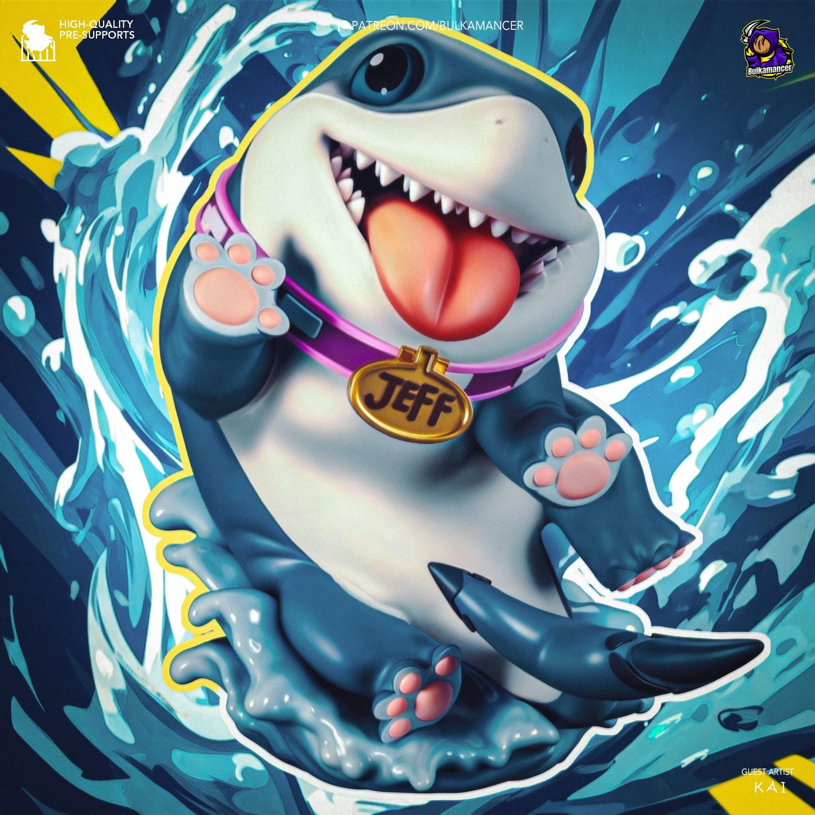 a picture of a cartoon shark with its mouth open