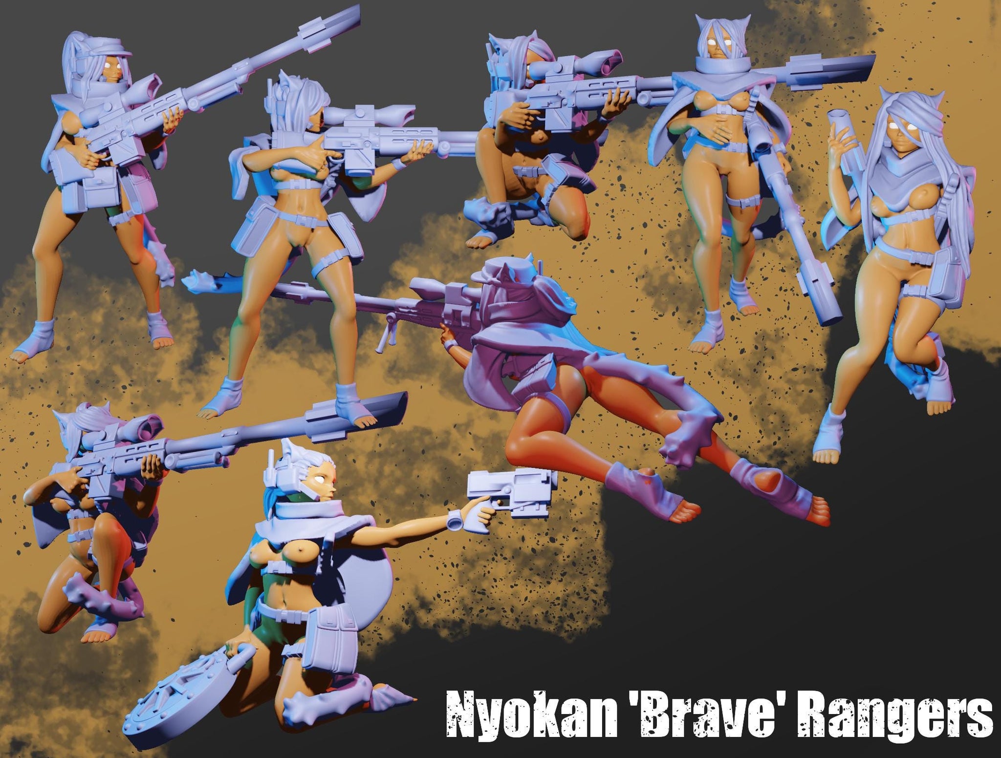 Nyokan Rangers – Sci-Fi Infantry Squad | Female Ranger Troops | Imperial Guard-Style Proxy Miniatures