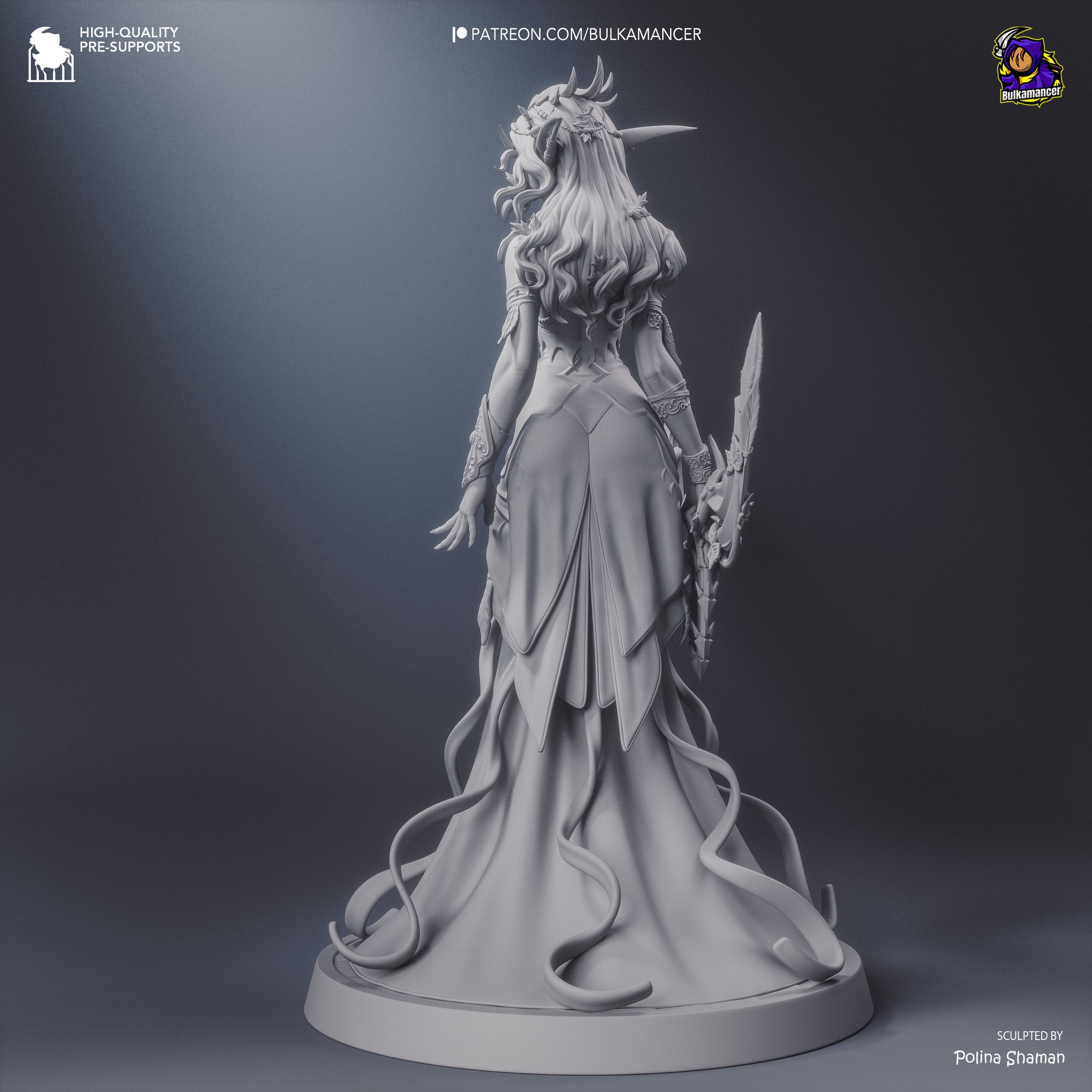 Wind Whisper Display Statue • 274mm Fantasy Elf Archer • Bulkamancer • Unpainted