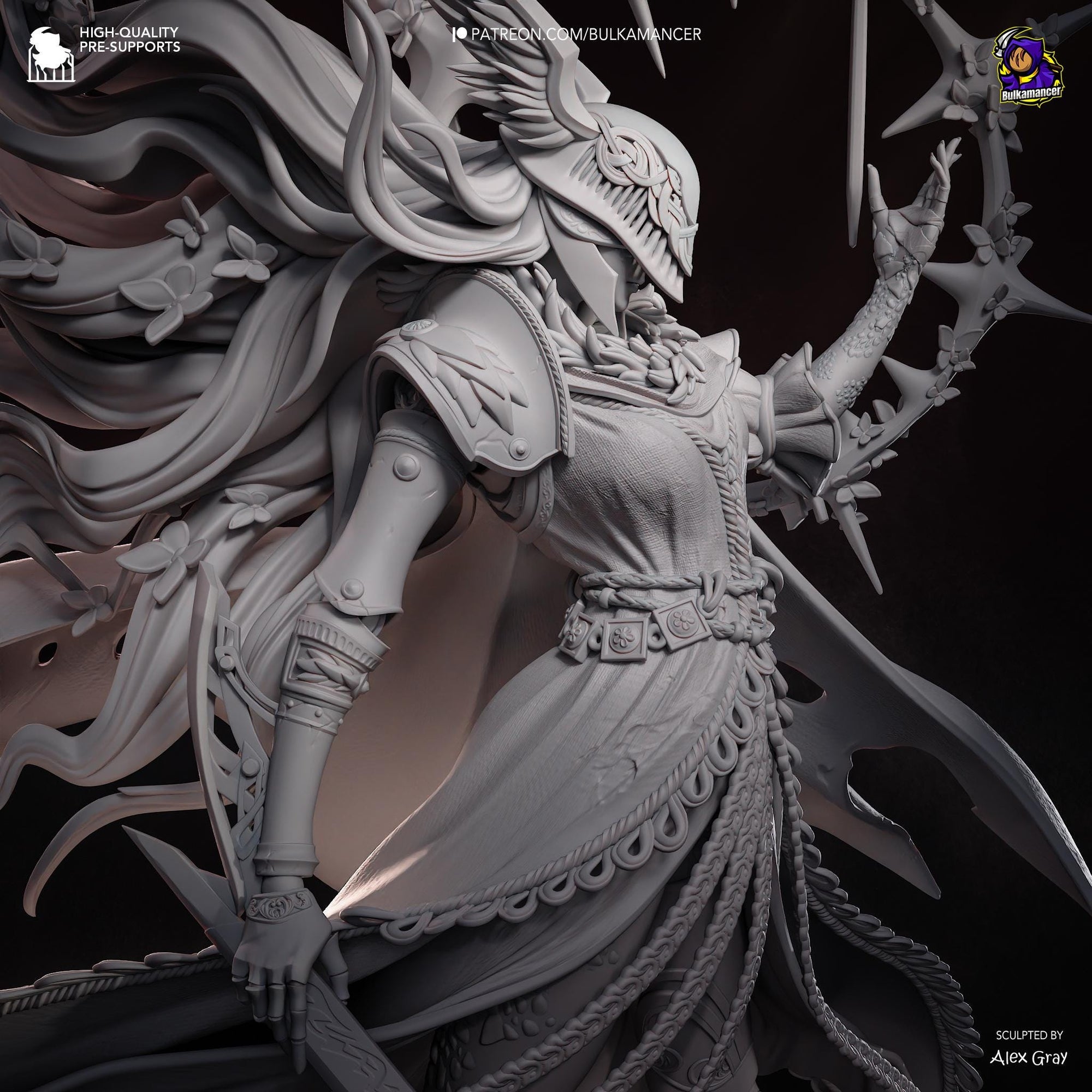 Blade of Rot Unpainted Resin Statue | Corrupted Sword Saint Warrior | Dark Fantasy Display Figure