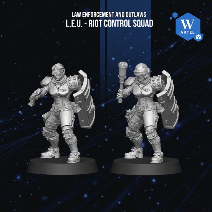 two soldiers in futuristic armor, standing in a dark space with stars in the background.