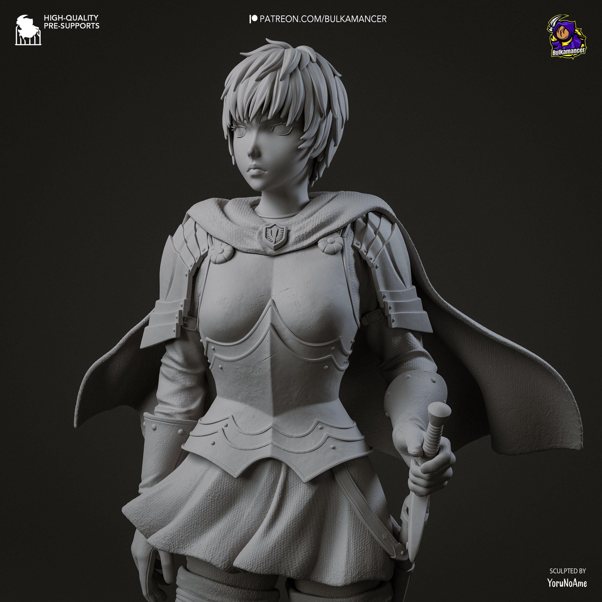 Unit Commander Unpainted Resin Statue | Female Knight Commander Figure | Fantasy Armor Display Model