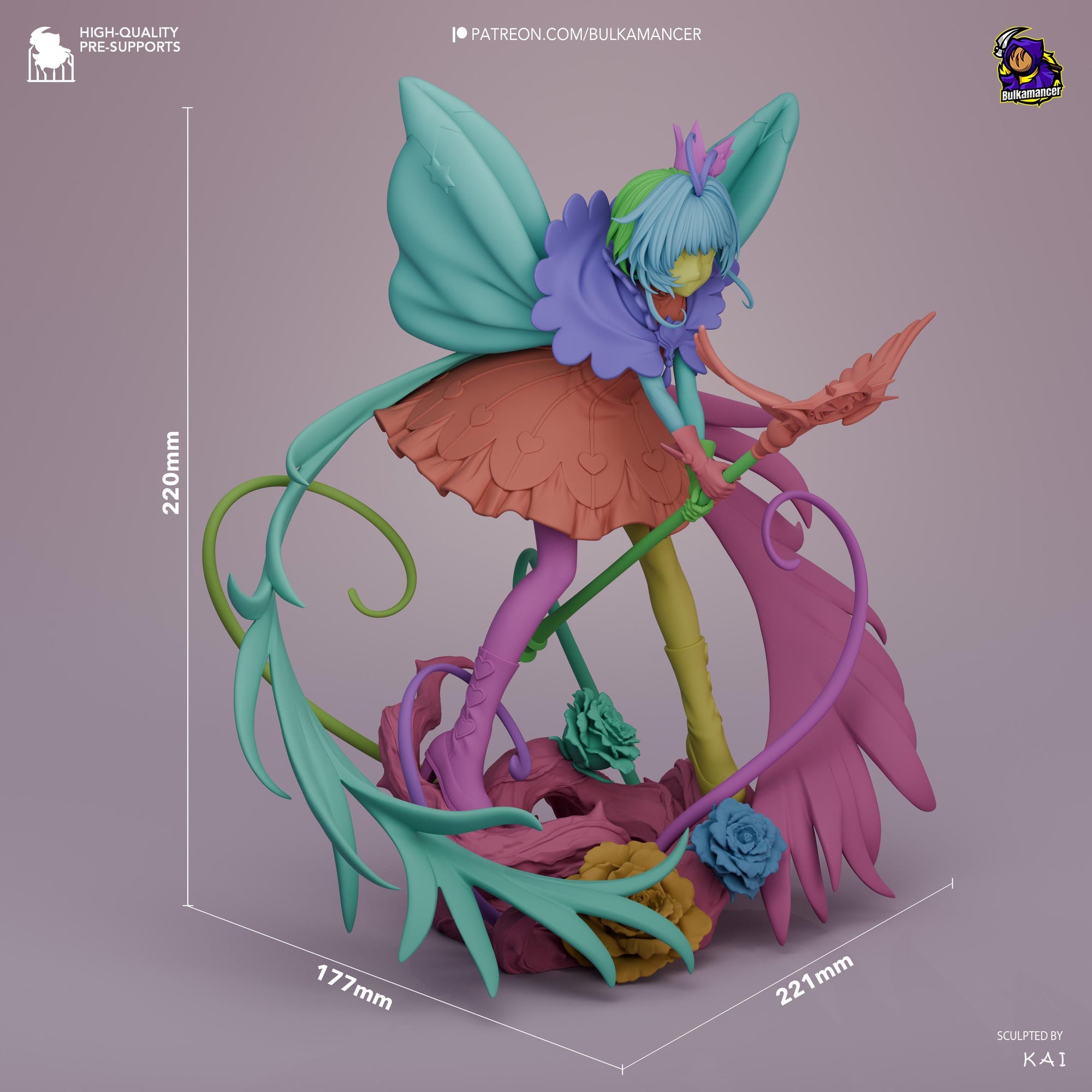 Card Catcher Magical Girl Statue – Winged Fairy Resin Display Figure – Unpainted 3D Printed Collector Model – Sculpted by KAI