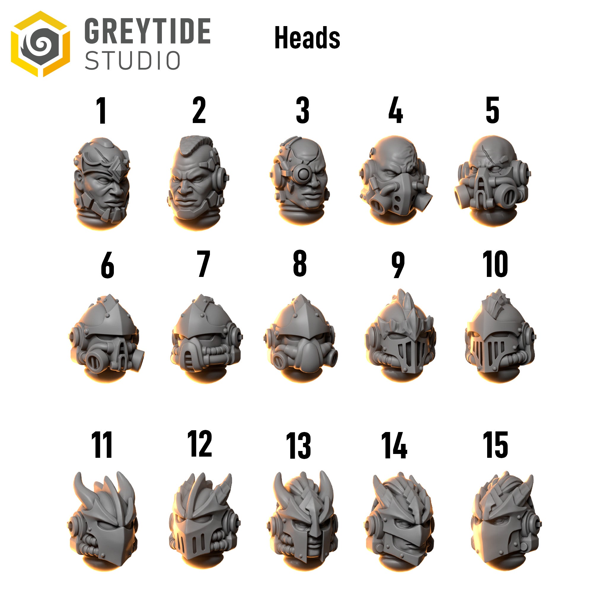 Anvil Wardens Assorted Heads x20 | Salamander Proxy Bitz | Grimdark Conversion