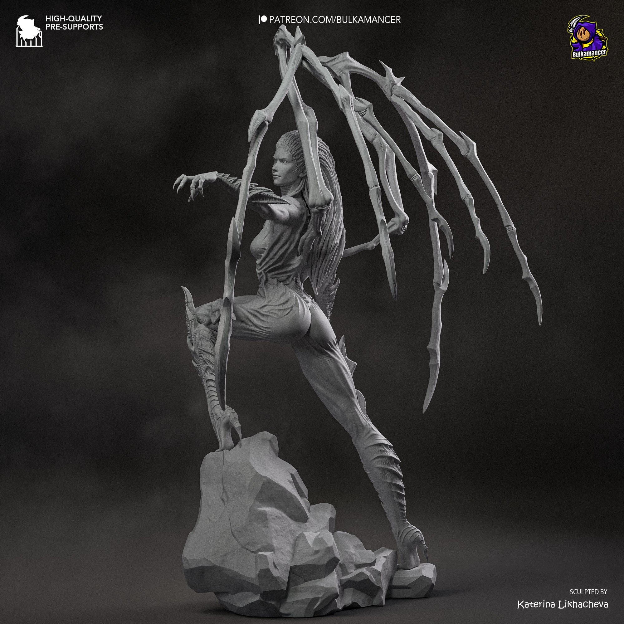 Infested Queen Alien Horror Display Statue | Large 3D Printed Resin Sculpture | Unpainted Collectible Model