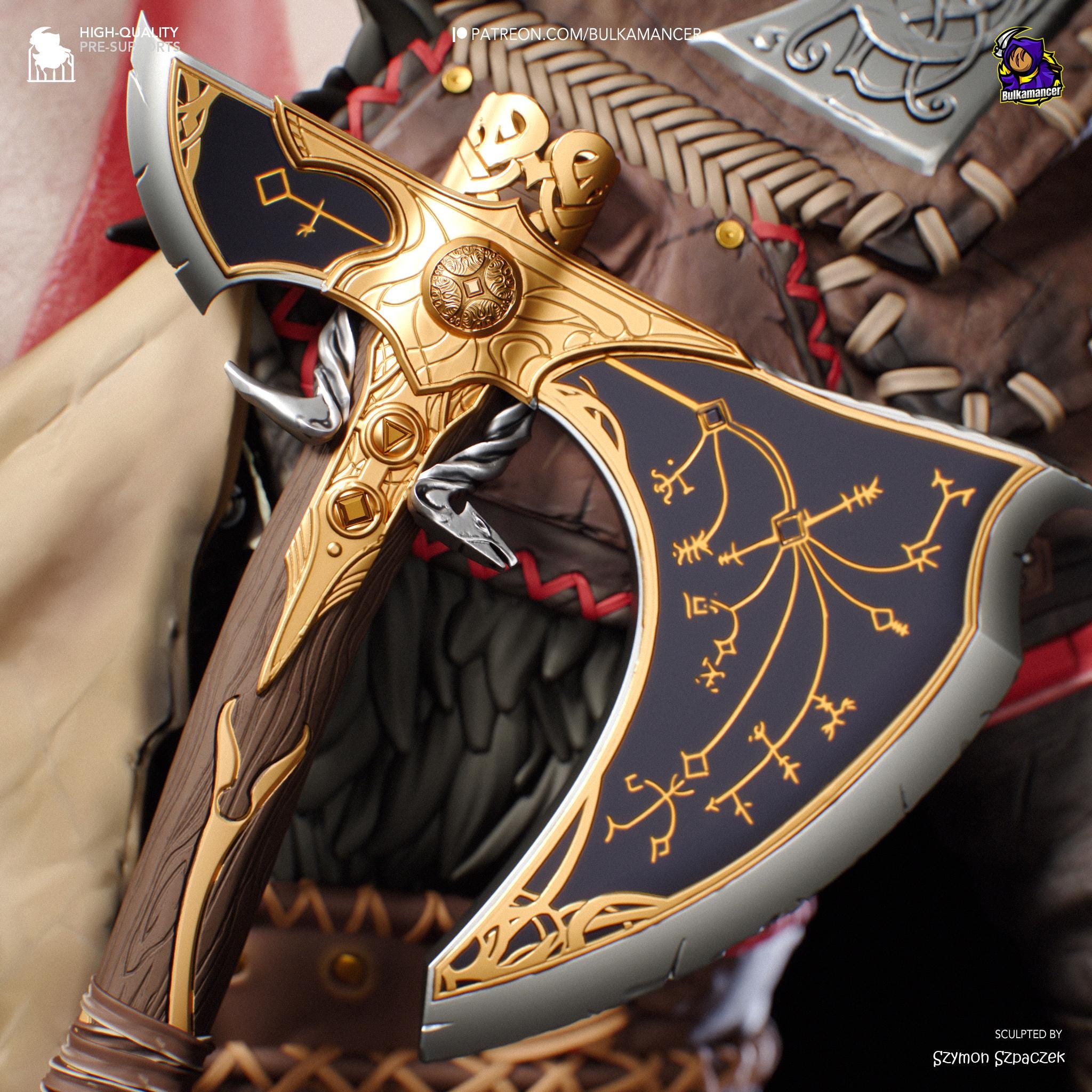 a close up of a sword on a glove