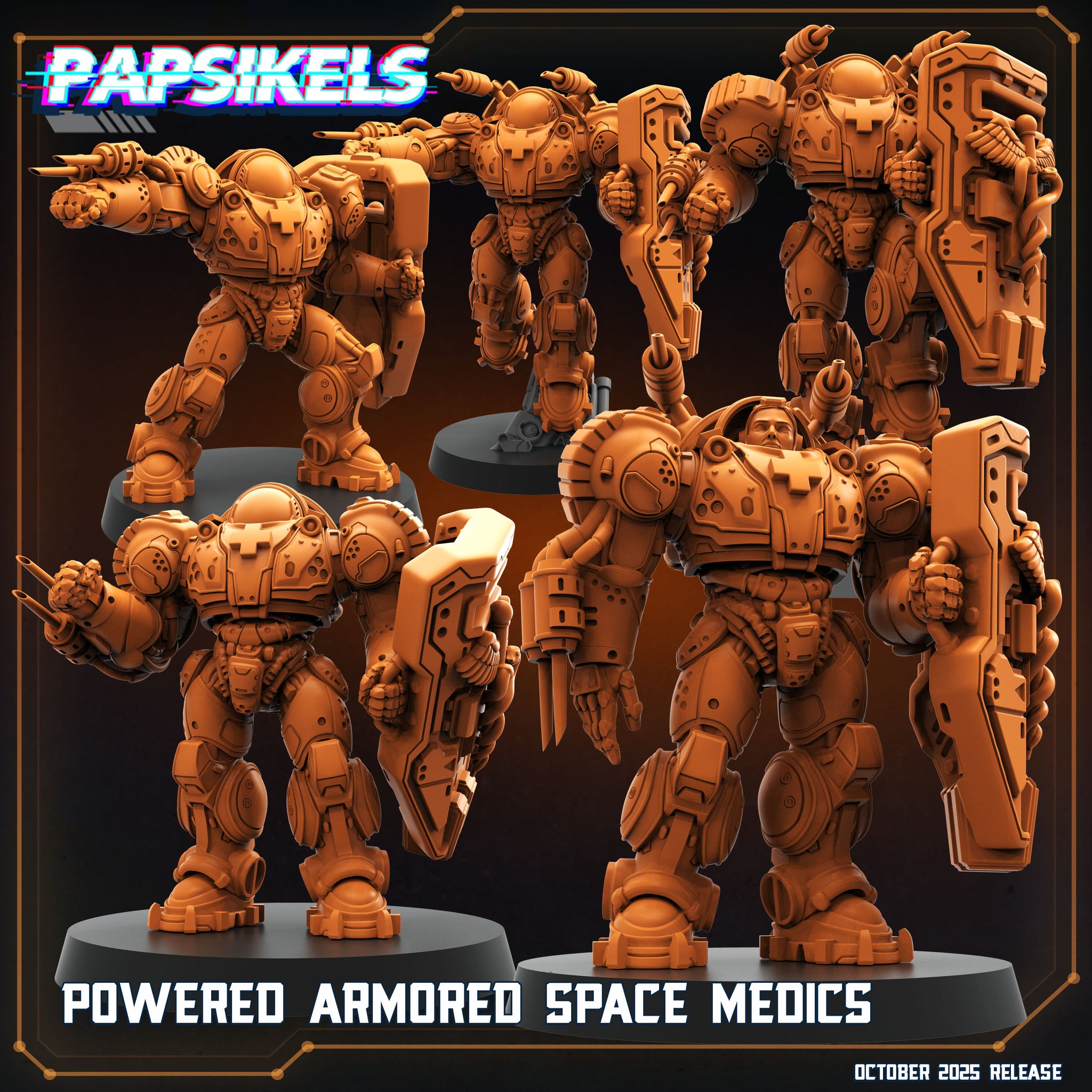 Power Armored Space Medic x5  |  Sci-Fi Medic | Papsikels | WH & OPR Compatible
