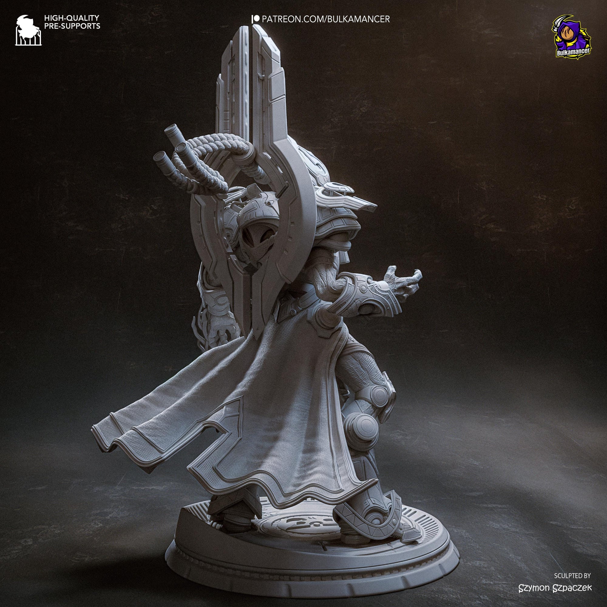 Hierarch of the Firstborn – Large Sci-Fi Display Statue | 3D Printed Resin Sculpture | Unpainted Collectible