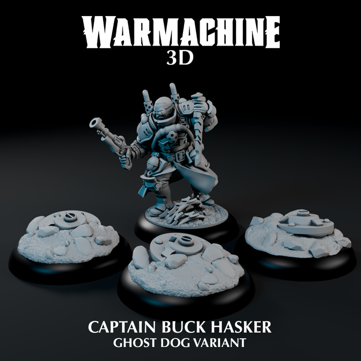 a picture of a warhammer game with the caption captain buck hasker ghost