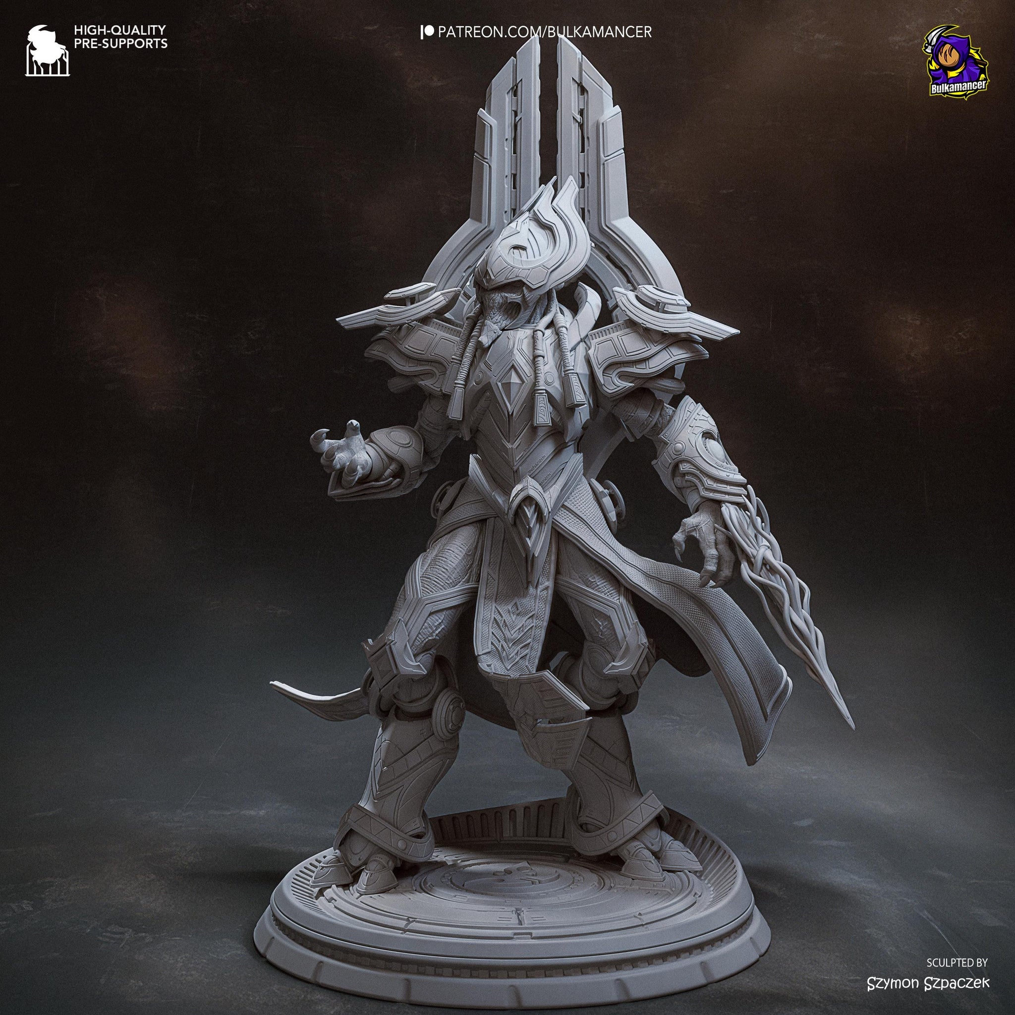 Hierarch of the Firstborn – Large Sci-Fi Display Statue | 3D Printed Resin Sculpture | Unpainted Collectible