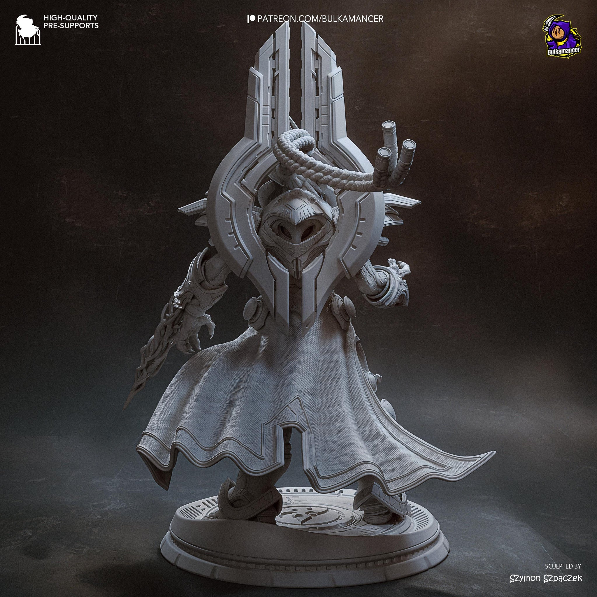 Hierarch of the Firstborn – Large Sci-Fi Display Statue | 3D Printed Resin Sculpture | Unpainted Collectible