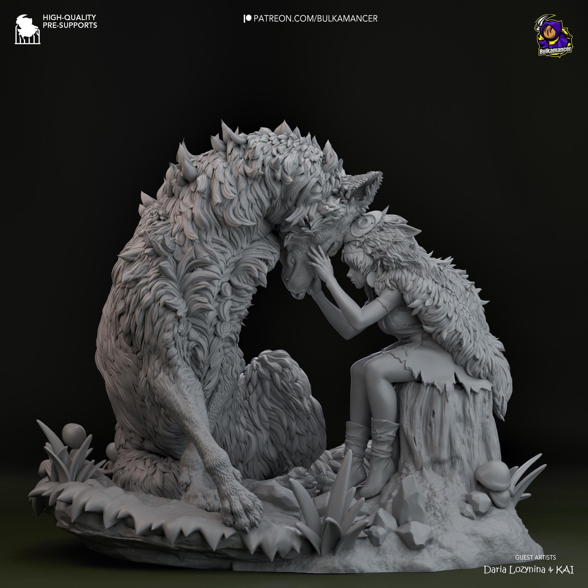 a statue of a woman sitting next to a wolf