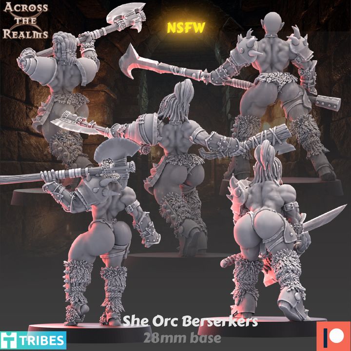 She Orc Berserkers Miniatures •Fantasy Warriors • Grimdark Female Orc Squad