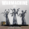 three 3D models of a character with multiple arms, standing on a wooden surface.