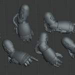 a set of six 3d models of a robot