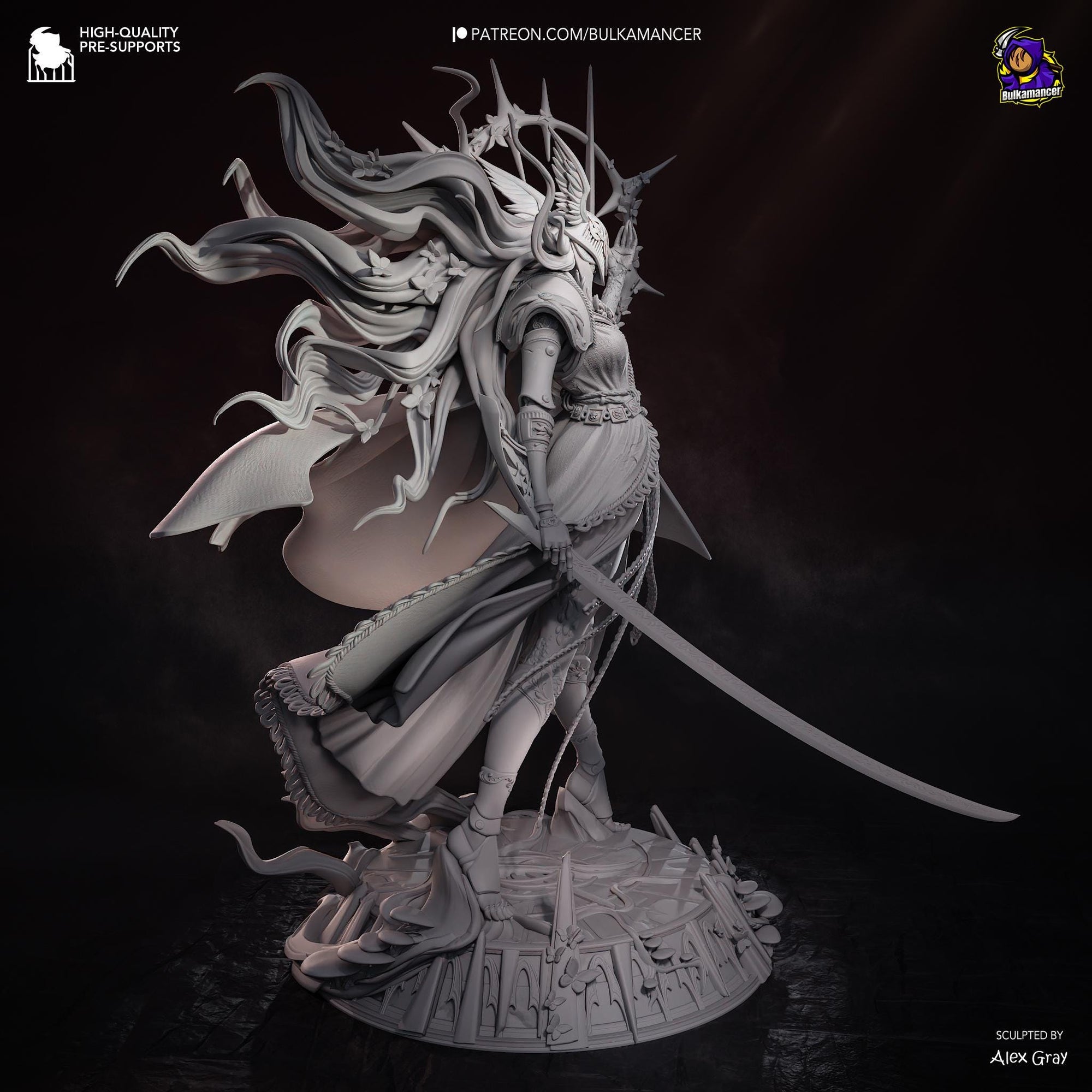 Blade of Rot Unpainted Resin Statue | Corrupted Sword Saint Warrior | Dark Fantasy Display Figure