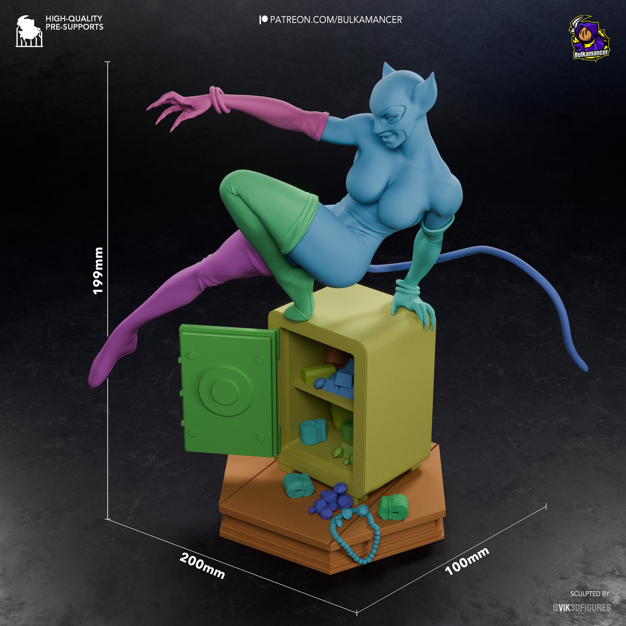 Feline Burglar Resin Statue • Cat Thief Display Figure • Unpainted
