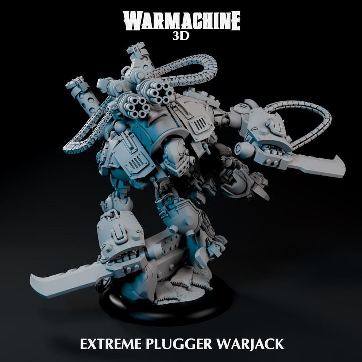 a warhammer is standing on a black surface