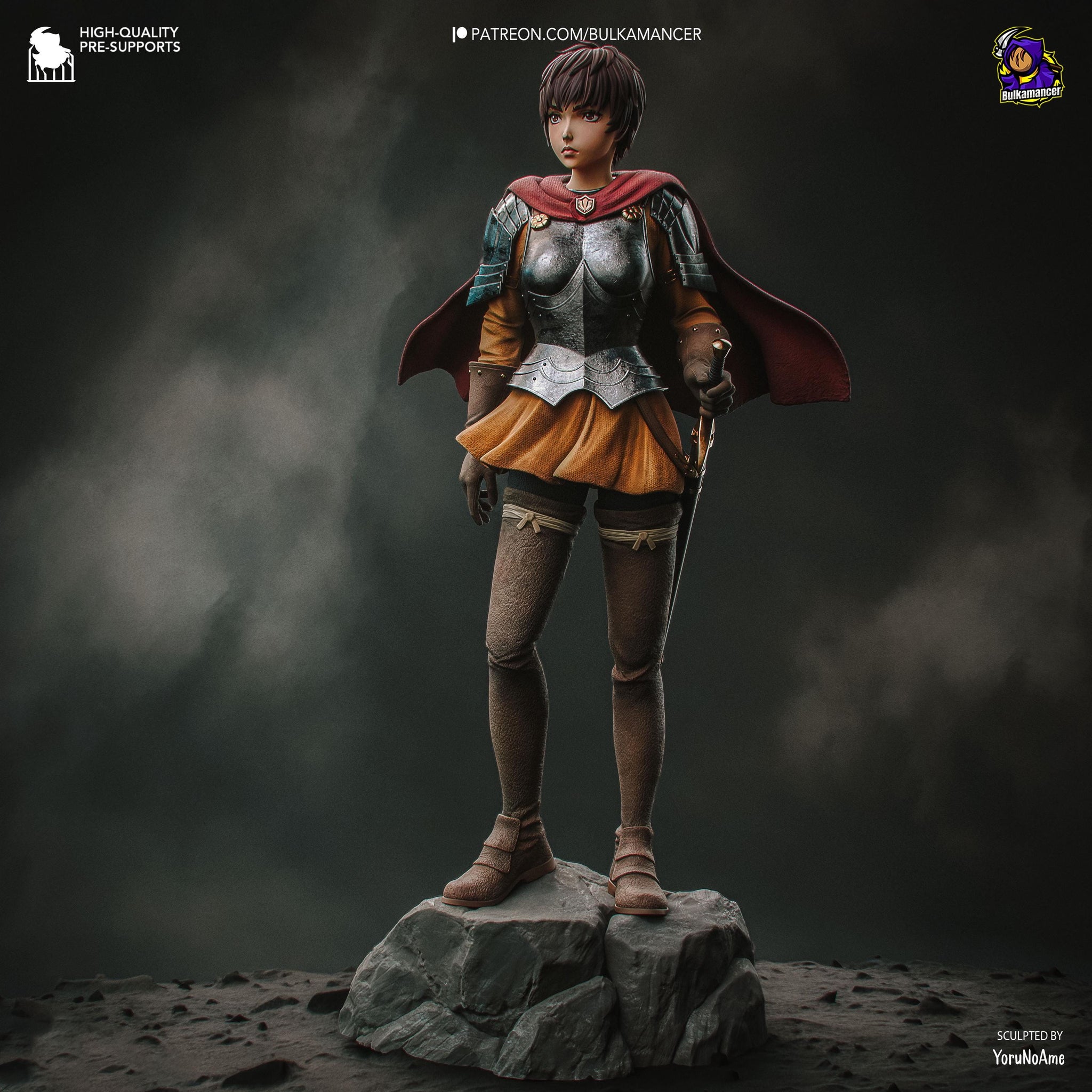 Unit Commander Unpainted Resin Statue | Female Knight Commander Figure | Fantasy Armor Display Model