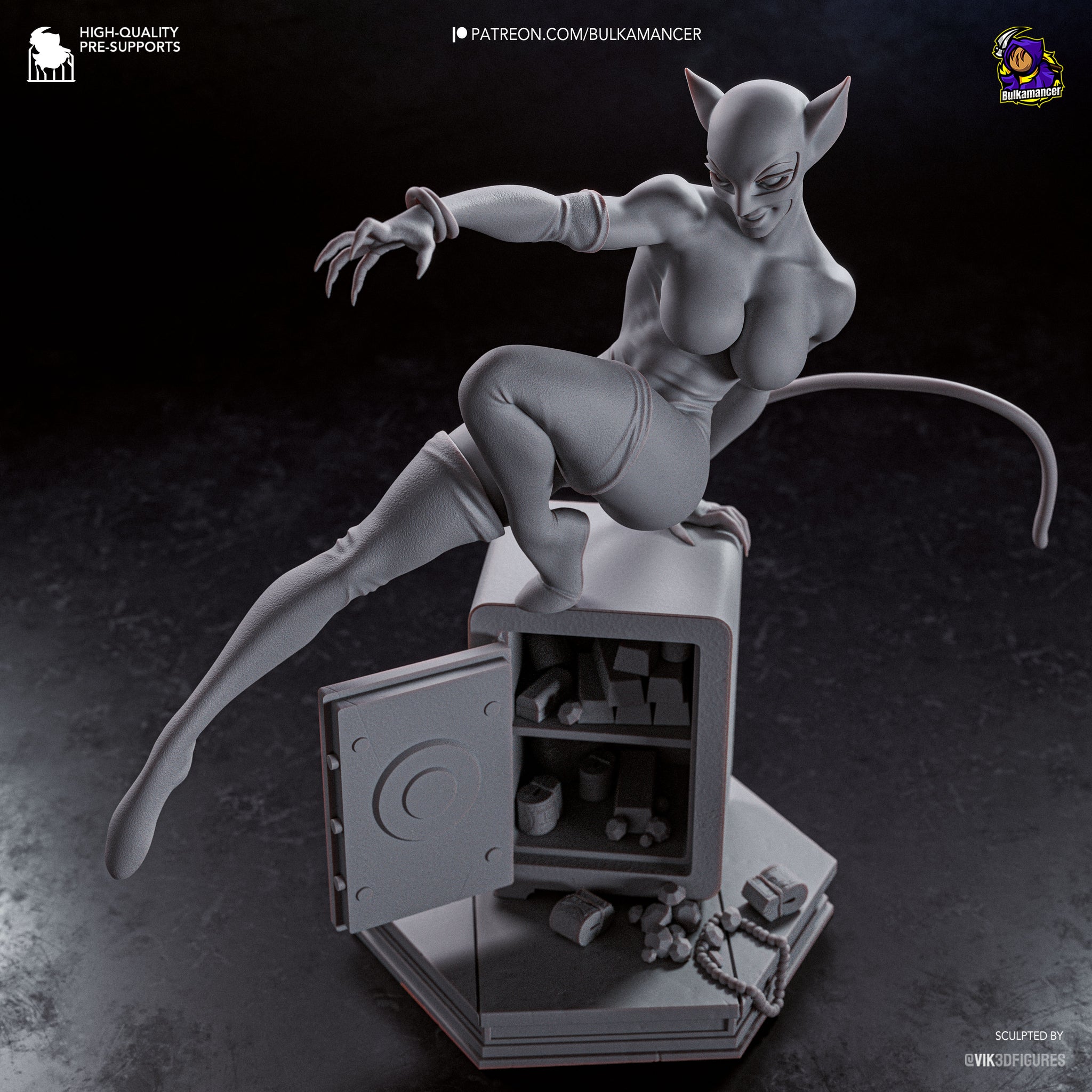 Feline Burglar Resin Statue • Cat Thief Display Figure • Unpainted