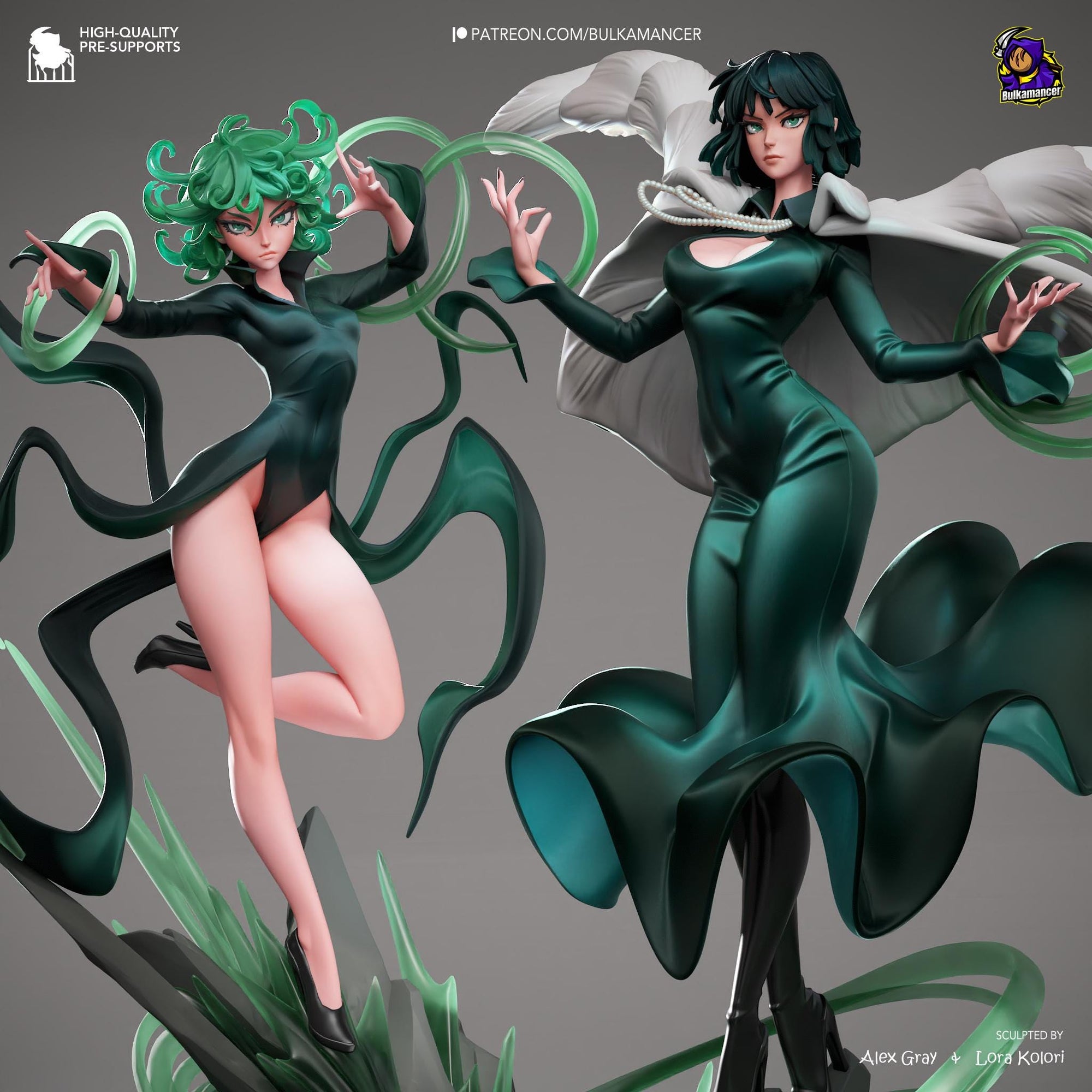 Psychic Duo Display Statue | Dynamic Resin Art Sculpture | Unpainted & Unassembled | High-Detail Collector Figurine | Bulkamancer