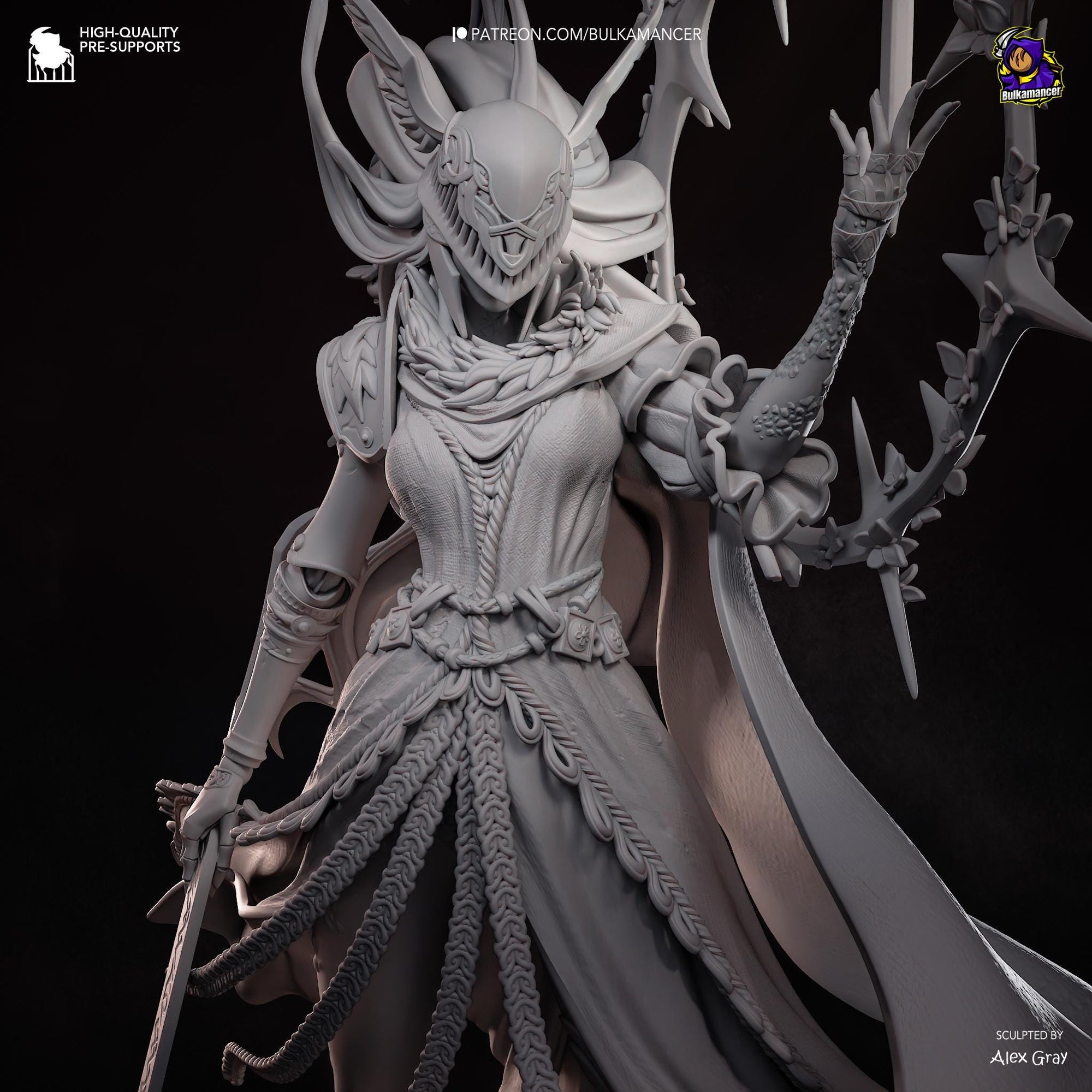 Blade of Rot Unpainted Resin Statue | Corrupted Sword Saint Warrior | Dark Fantasy Display Figure