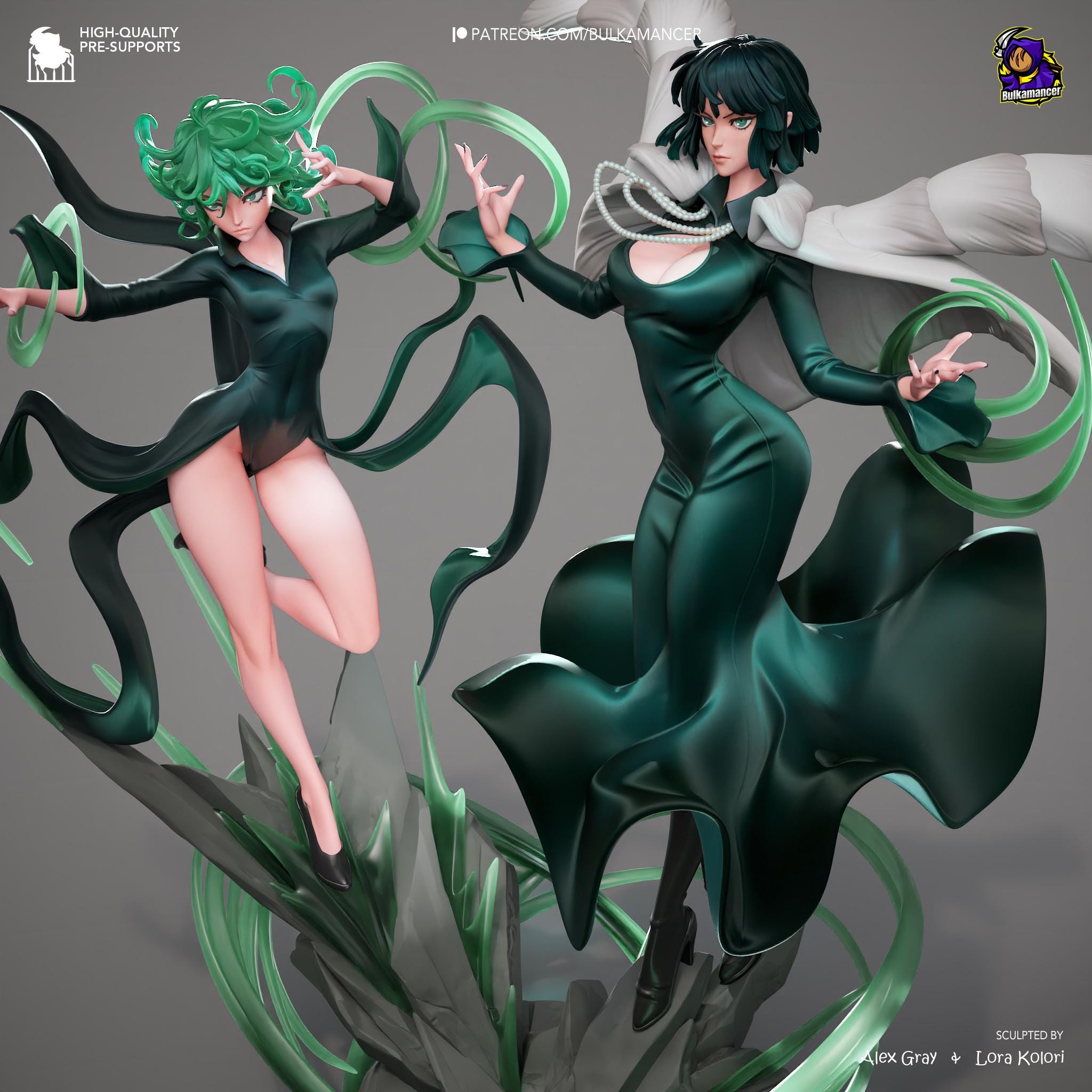 Psychic Duo Display Statue | Dynamic Resin Art Sculpture | Unpainted & Unassembled | High-Detail Collector Figurine | Bulkamancer
