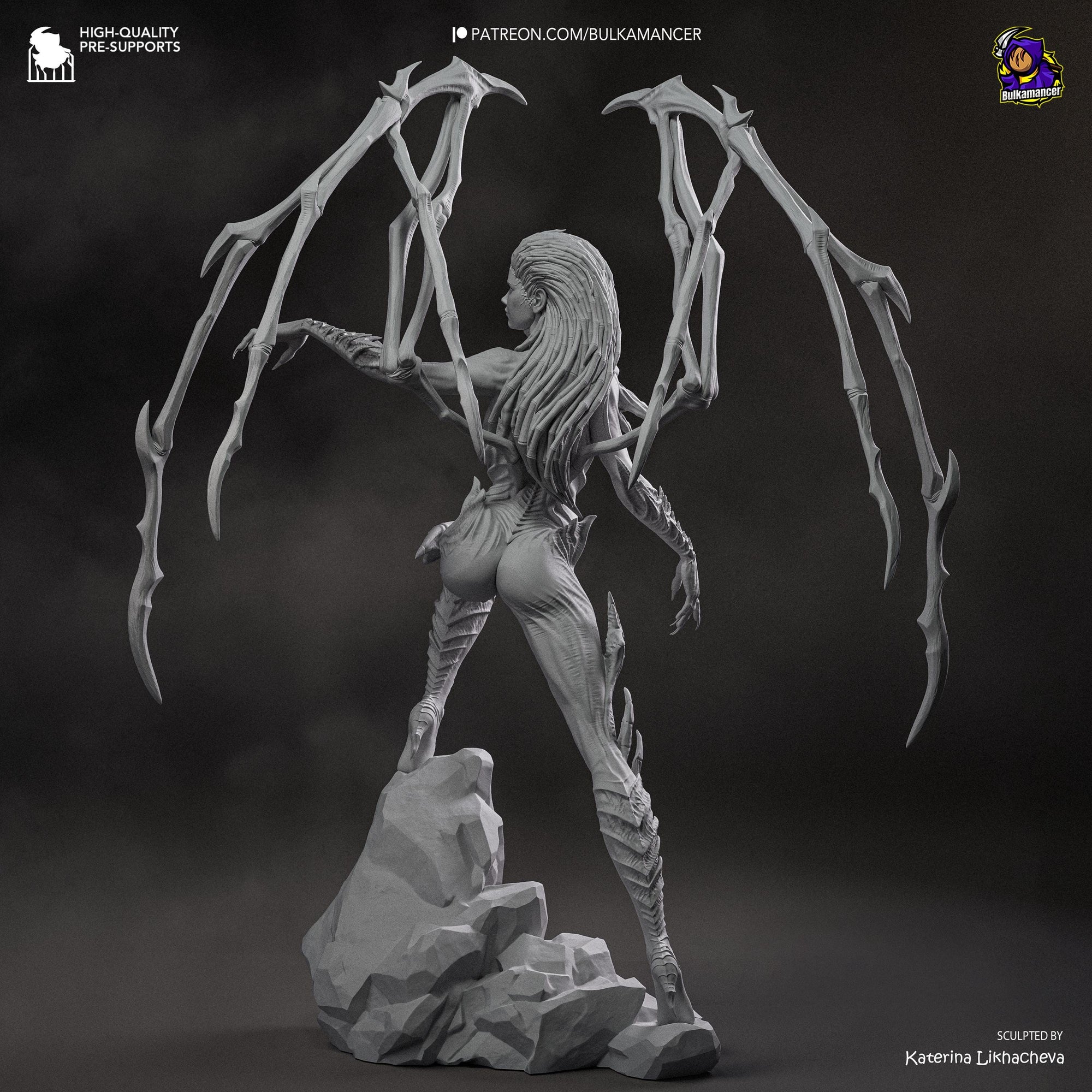 Infested Queen Alien Horror Display Statue | Large 3D Printed Resin Sculpture | Unpainted Collectible Model