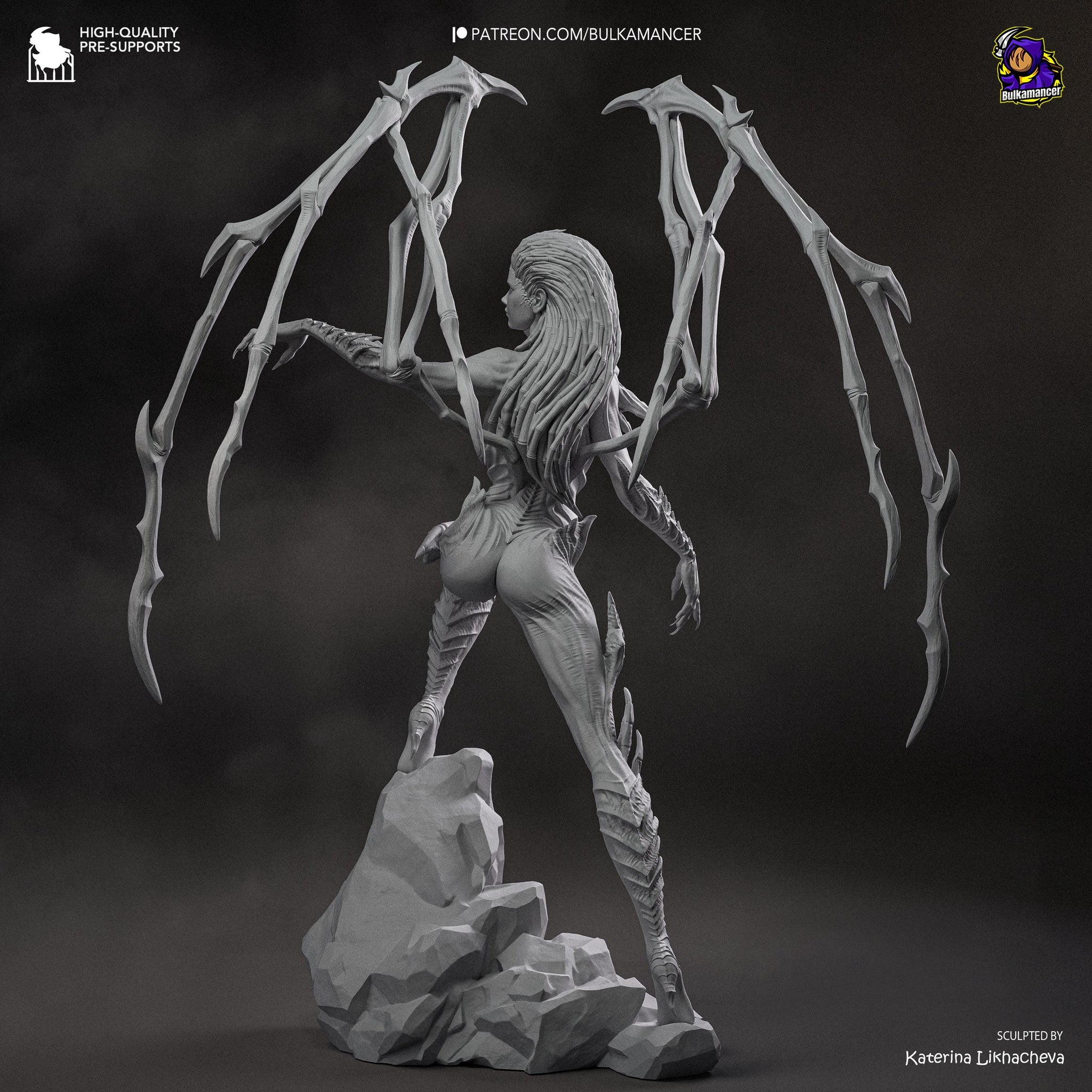 Infested Queen Alien Horror Display Statue | Large 3D Printed Resin Sculpture | Unpainted Collectible Model