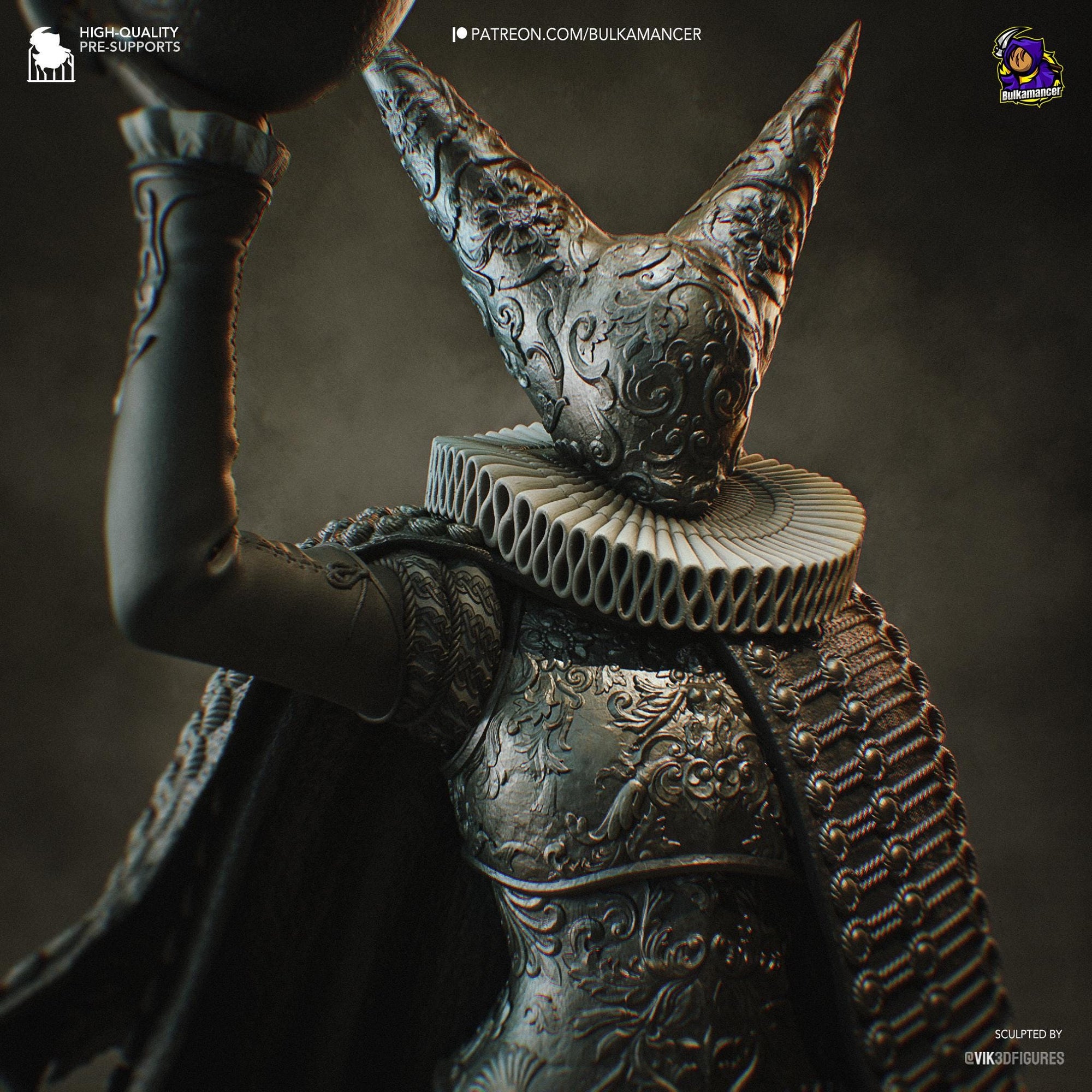 a close up of a statue of a knight