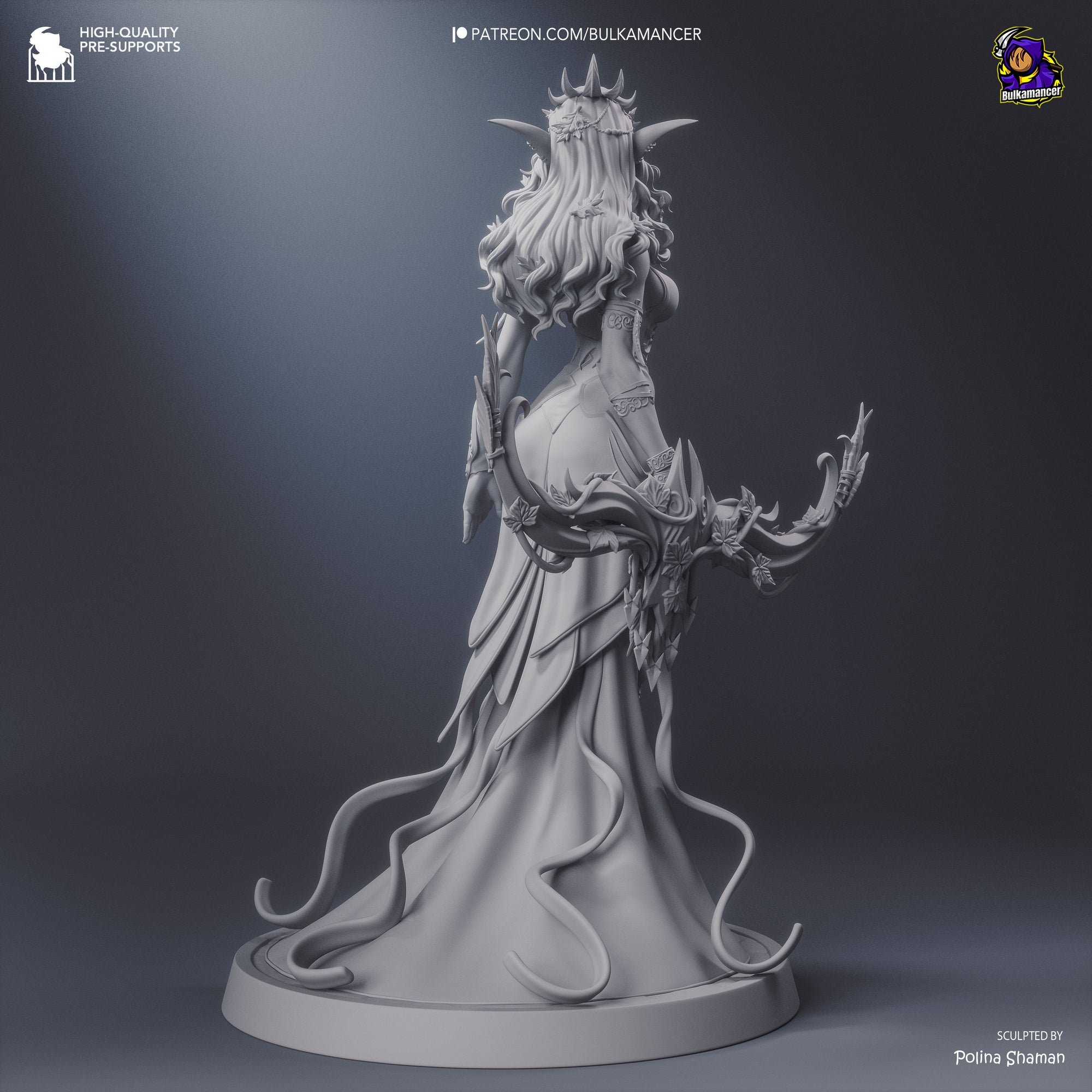 Wind Whisper Display Statue • 274mm Fantasy Elf Archer • Bulkamancer • Unpainted