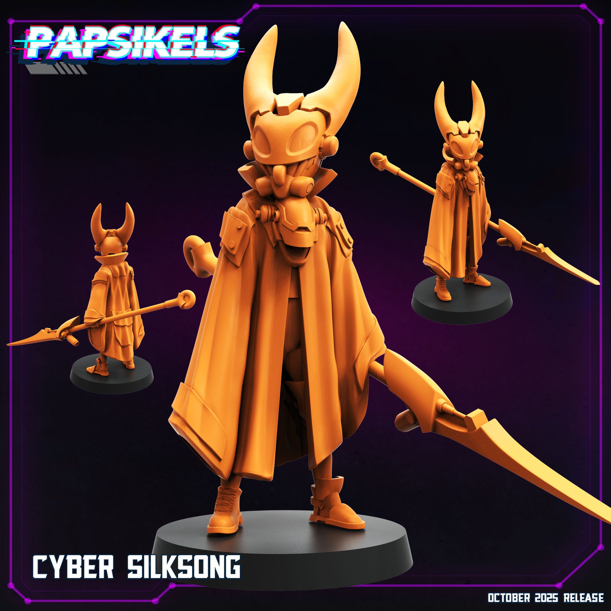 Cyber Silksong Miniature • Sci-Fi Spear Fighter Figure • 3D Printed Resin