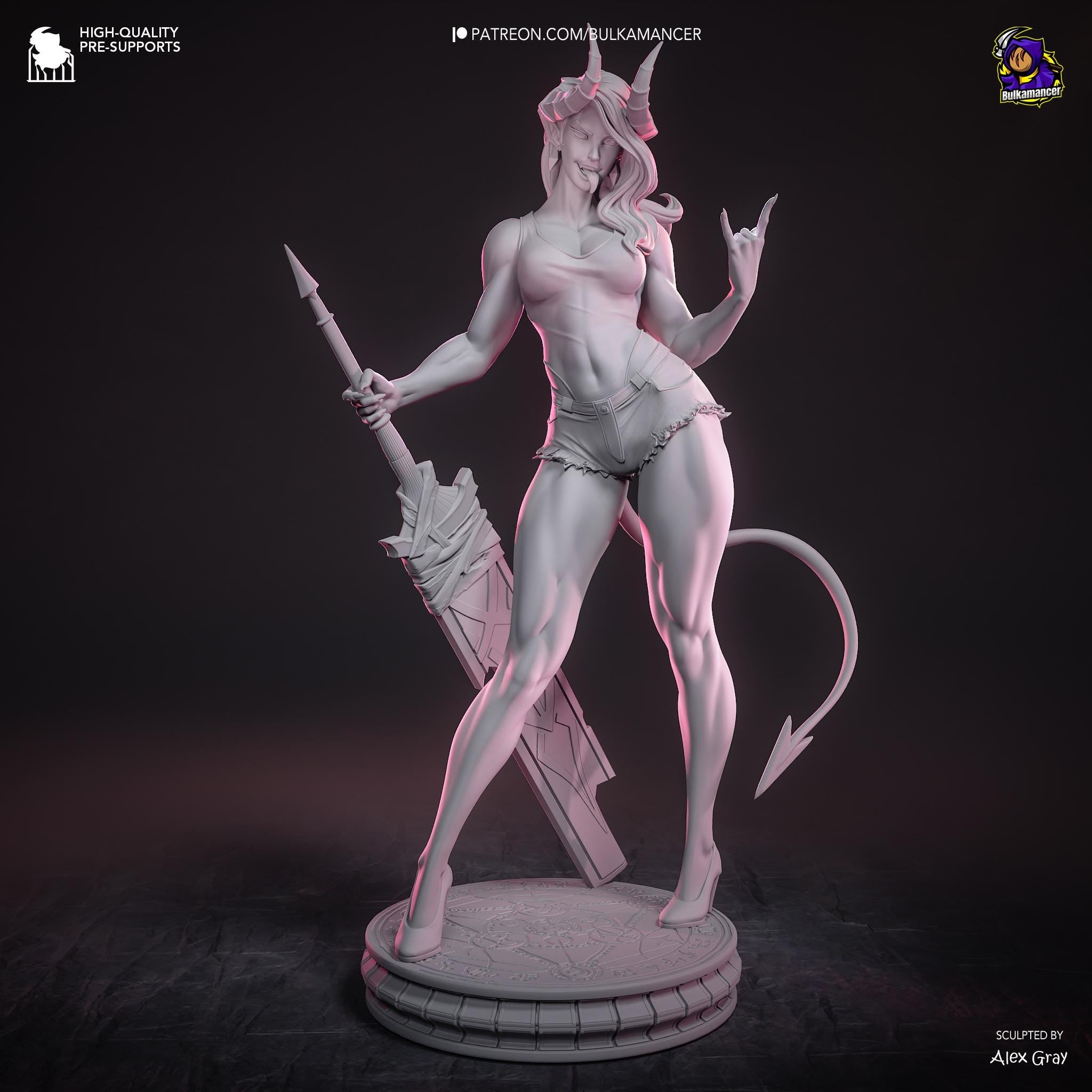 Atheist Devil – Demon Pinup Display Statue | 3D Printed Resin Figure | Unpainted Collectible Model