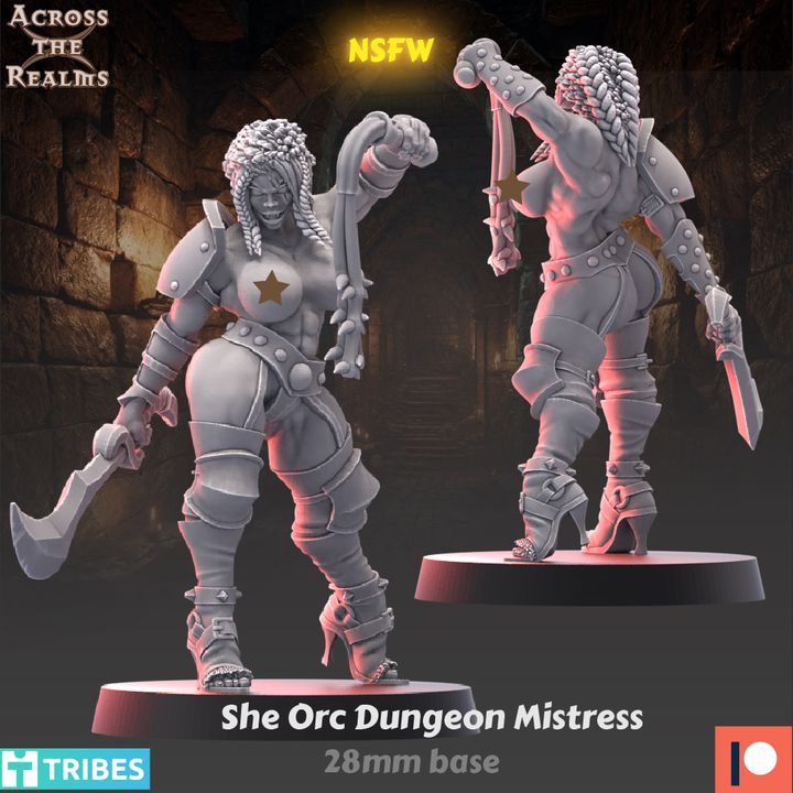 Orc Dungeon Mistress Miniature • Mature Fantasy • Grimdark Wargame Figure