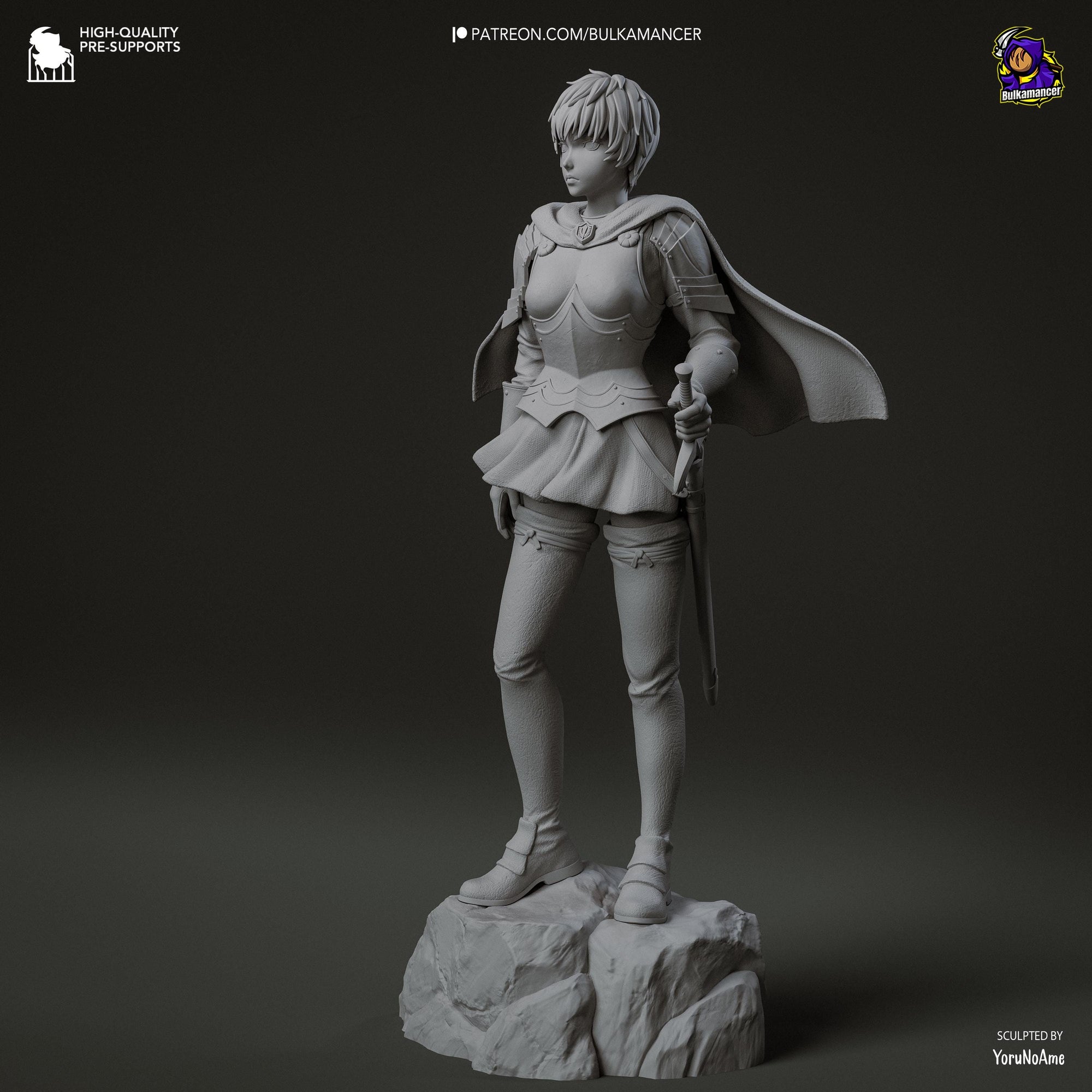 Unit Commander Unpainted Resin Statue | Female Knight Commander Figure | Fantasy Armor Display Model