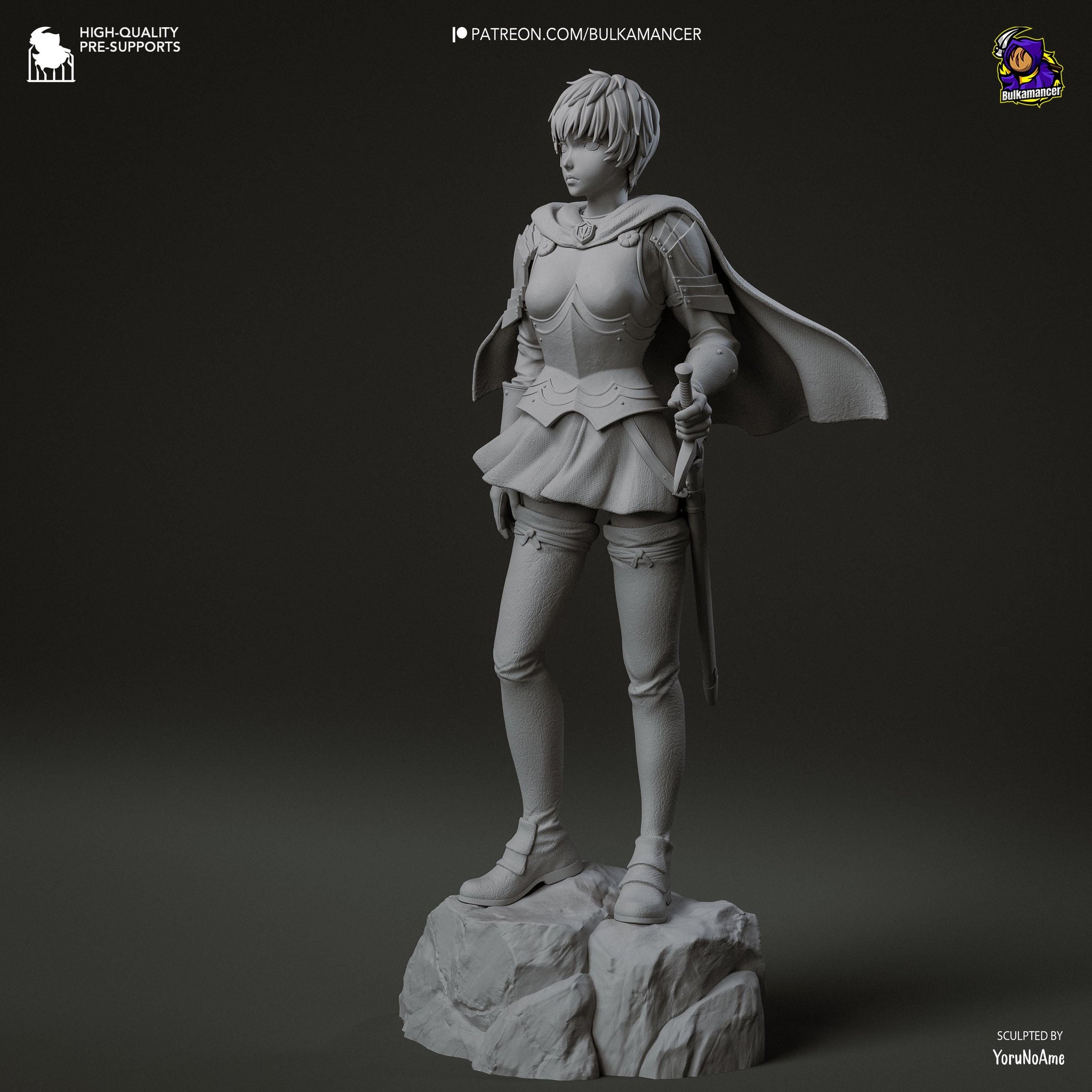 Unit Commander Unpainted Resin Statue | Female Knight Commander Figure | Fantasy Armor Display Model