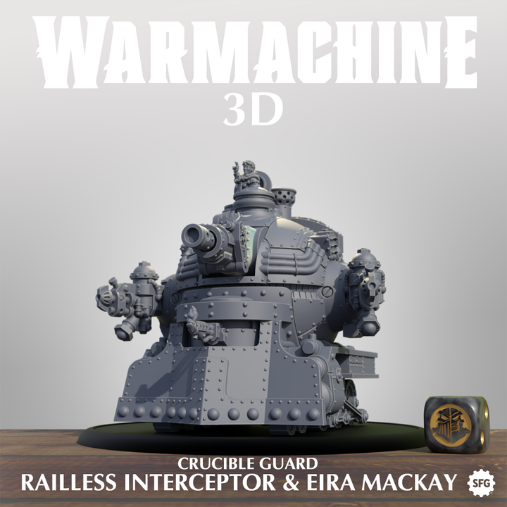 a 3D model of a crucible guard, a type of armored vehicle used by the Crucible Guard in the Warhammer 40,000 universe.