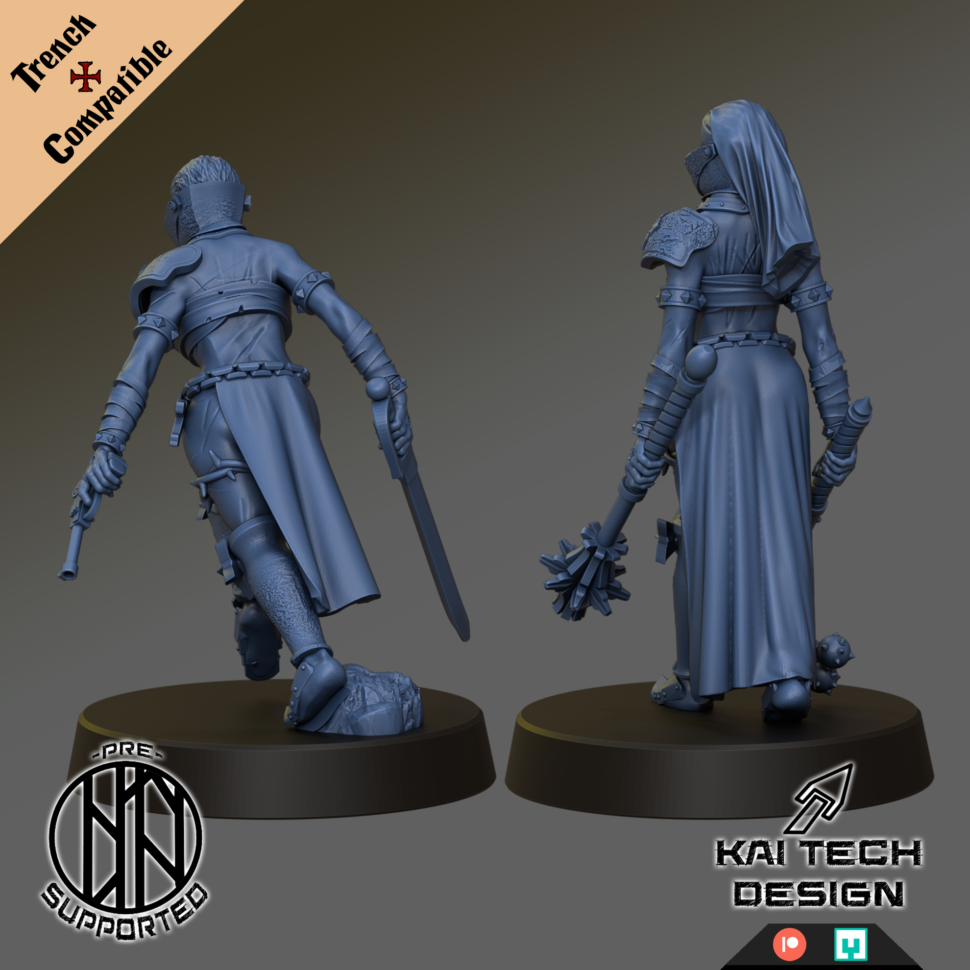 Stigmatic Nuns x2 - Trench Crusade Compatible - KaiTech - Trench Style Bases