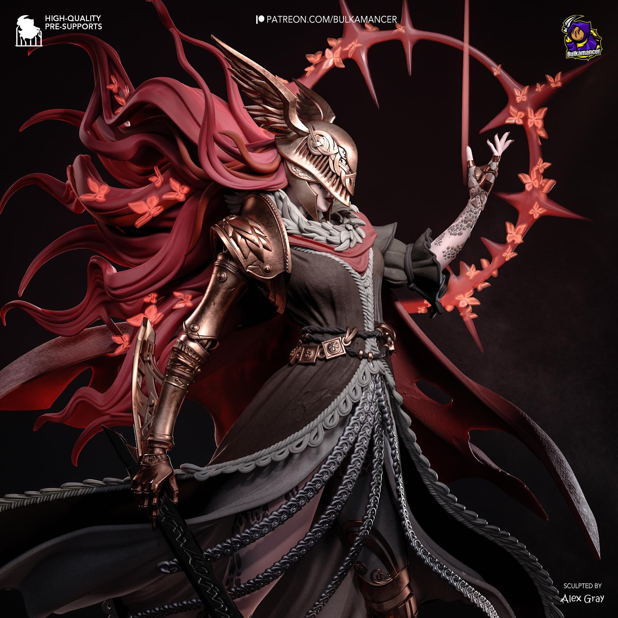 Blade of Rot Unpainted Resin Statue | Corrupted Sword Saint Warrior | Dark Fantasy Display Figure